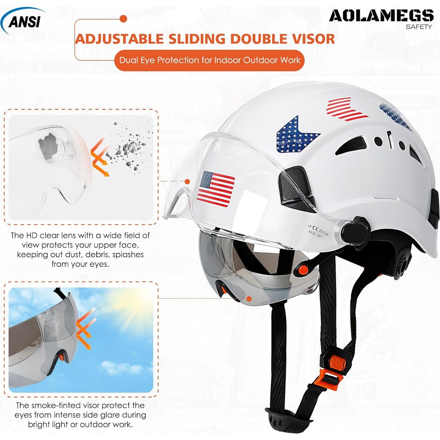 Casco de Seguridad Aolamegs con Doble Visor y Ventilación