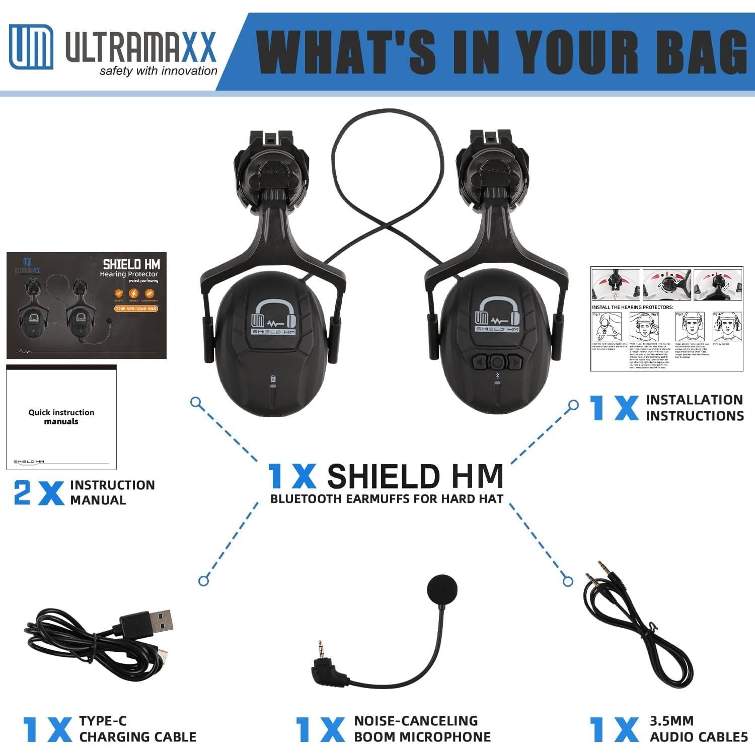 Auriculares Bluetooth UM ULTRAMAXX con micrófono NRR 27 dB