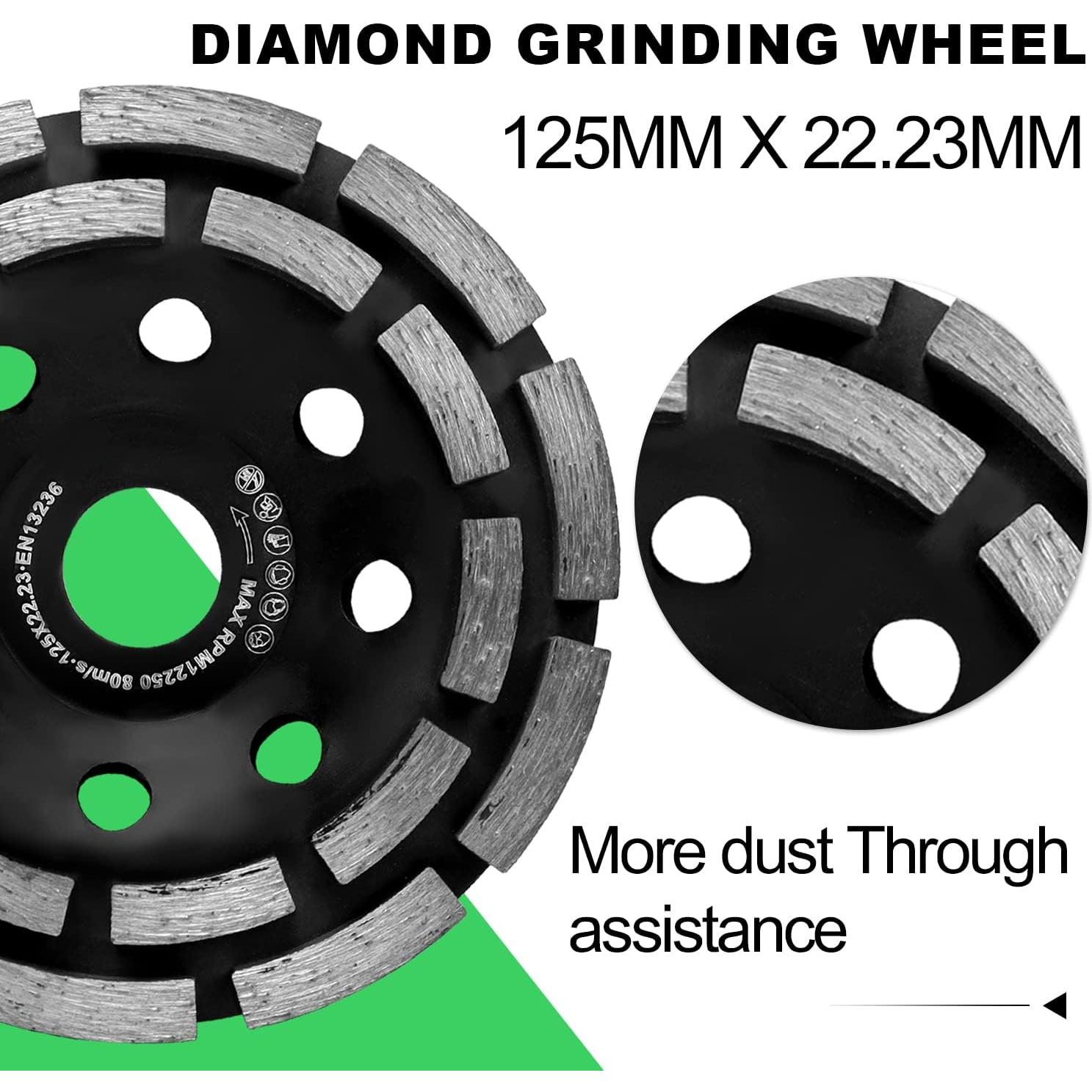 Diment Power Grinding Dust Shroud for Angle grinder 4 1/2-Inch / 5-Inch, Diamond Grinding Cup Wheel 5-Inch