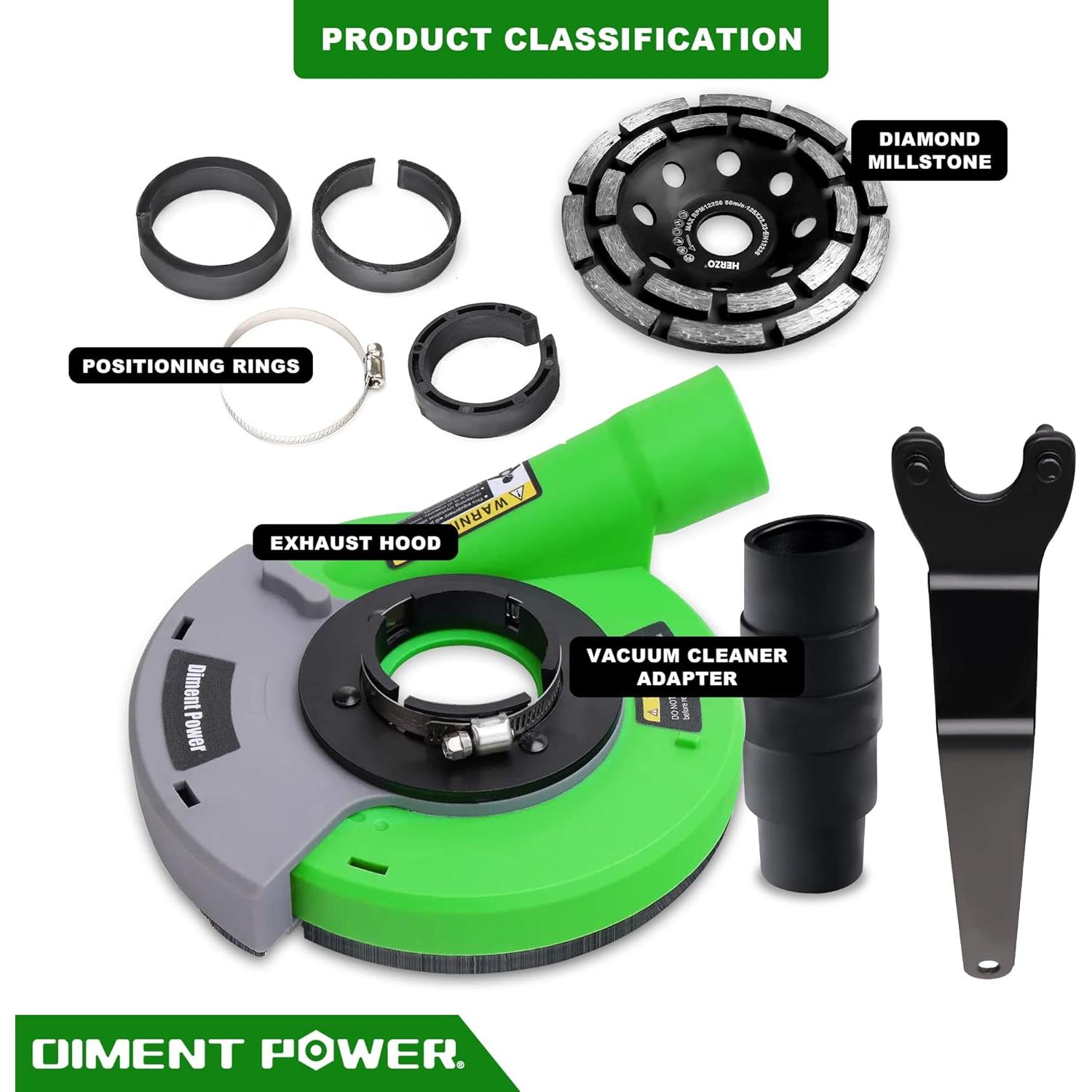 Diment Power Grinding Dust Shroud for Angle grinder 4 1/2-Inch / 5-Inch, Diamond Grinding Cup Wheel 5-Inch