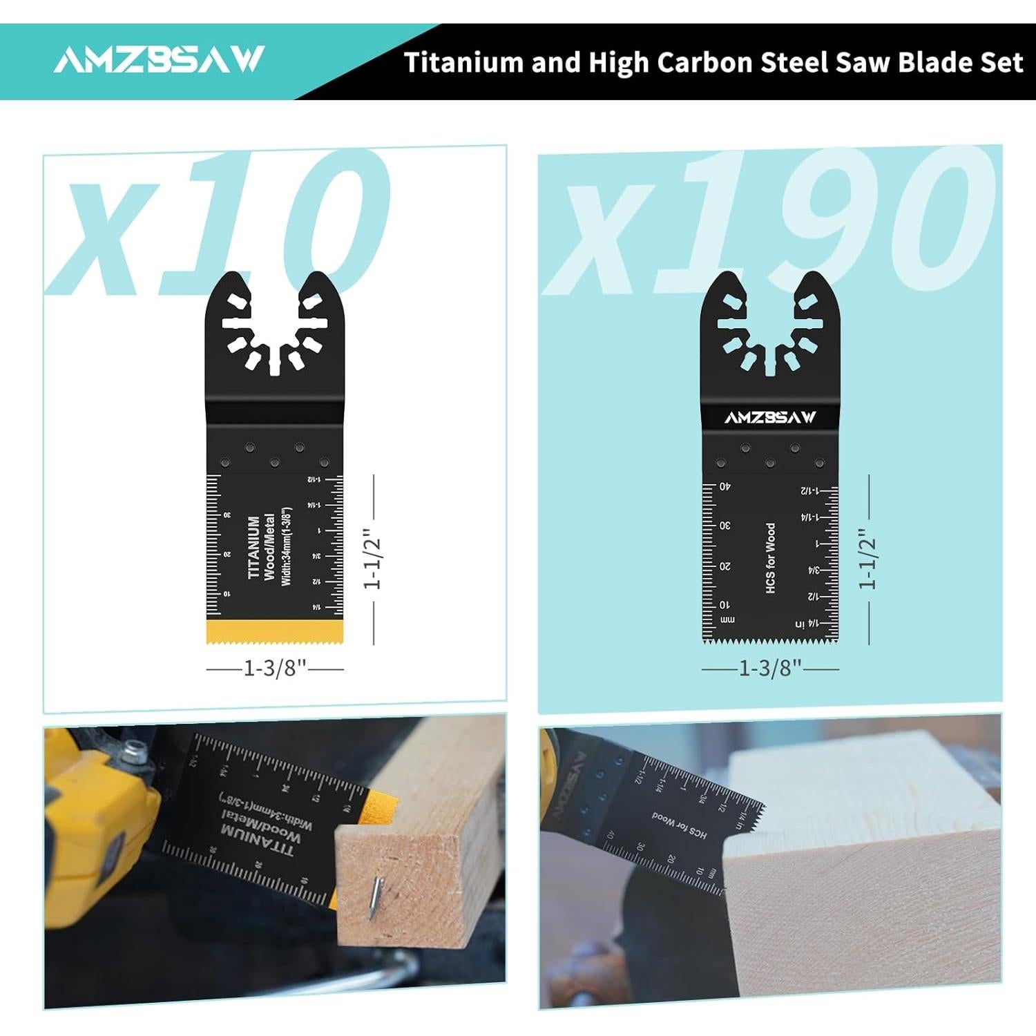 Kit de 200 Hojas de Multiherramienta AMZBSAW - Titanio y Acero