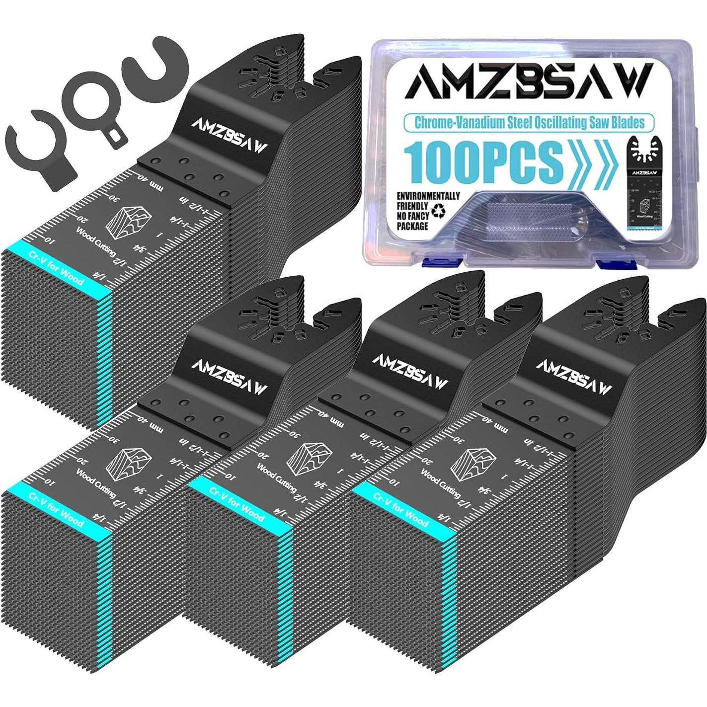 Kit de 100 Cuchillas Oscilantes AMZBSAW de Acero Cr-V