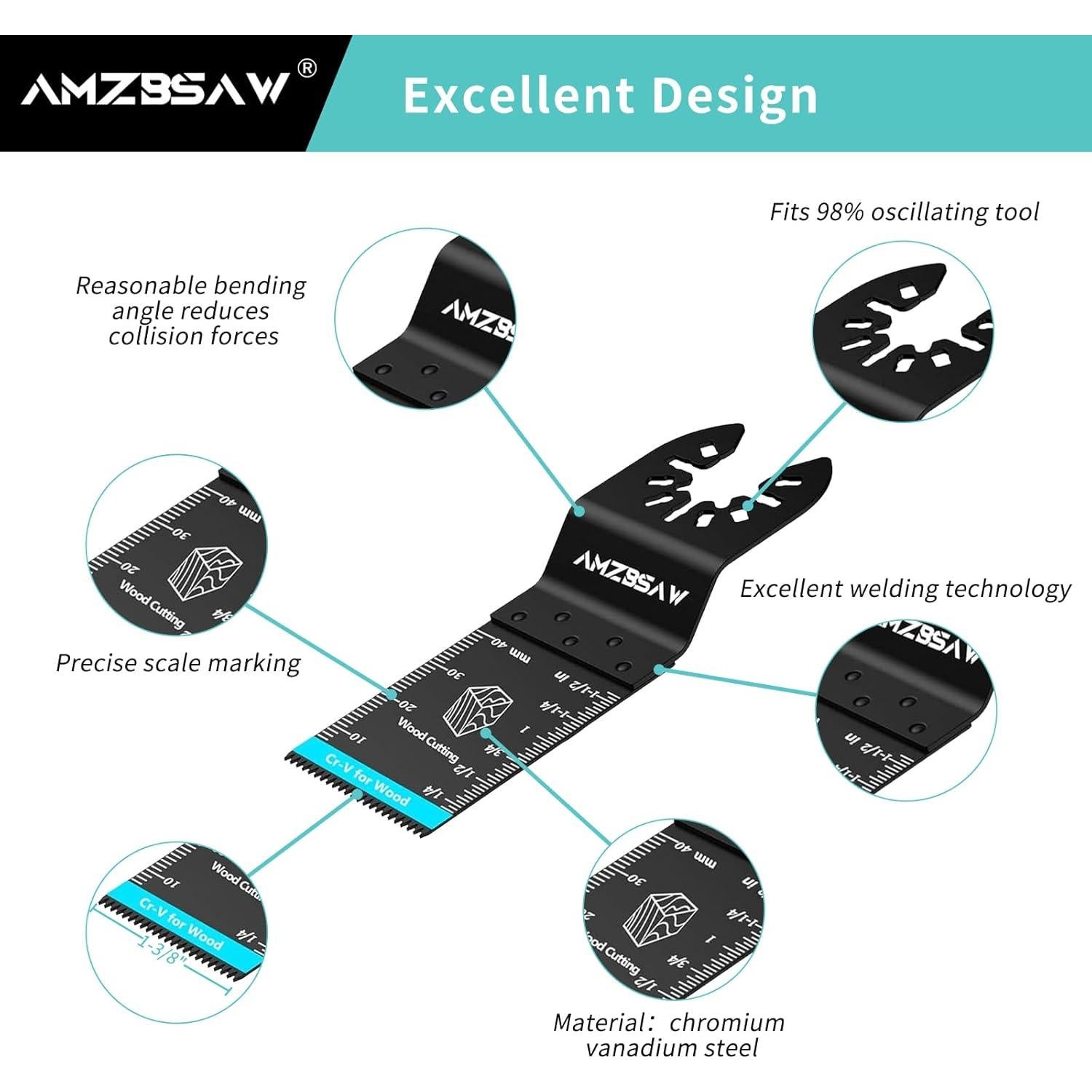 Kit de 100 Cuchillas Oscilantes AMZBSAW de Acero Cr-V