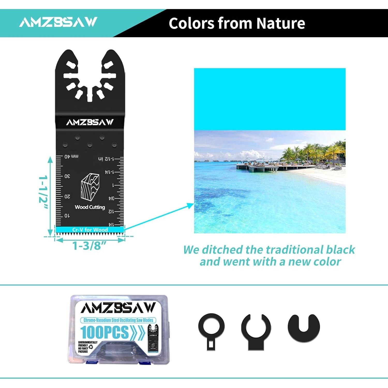 Kit de 100 Cuchillas Oscilantes AMZBSAW de Acero Cr-V