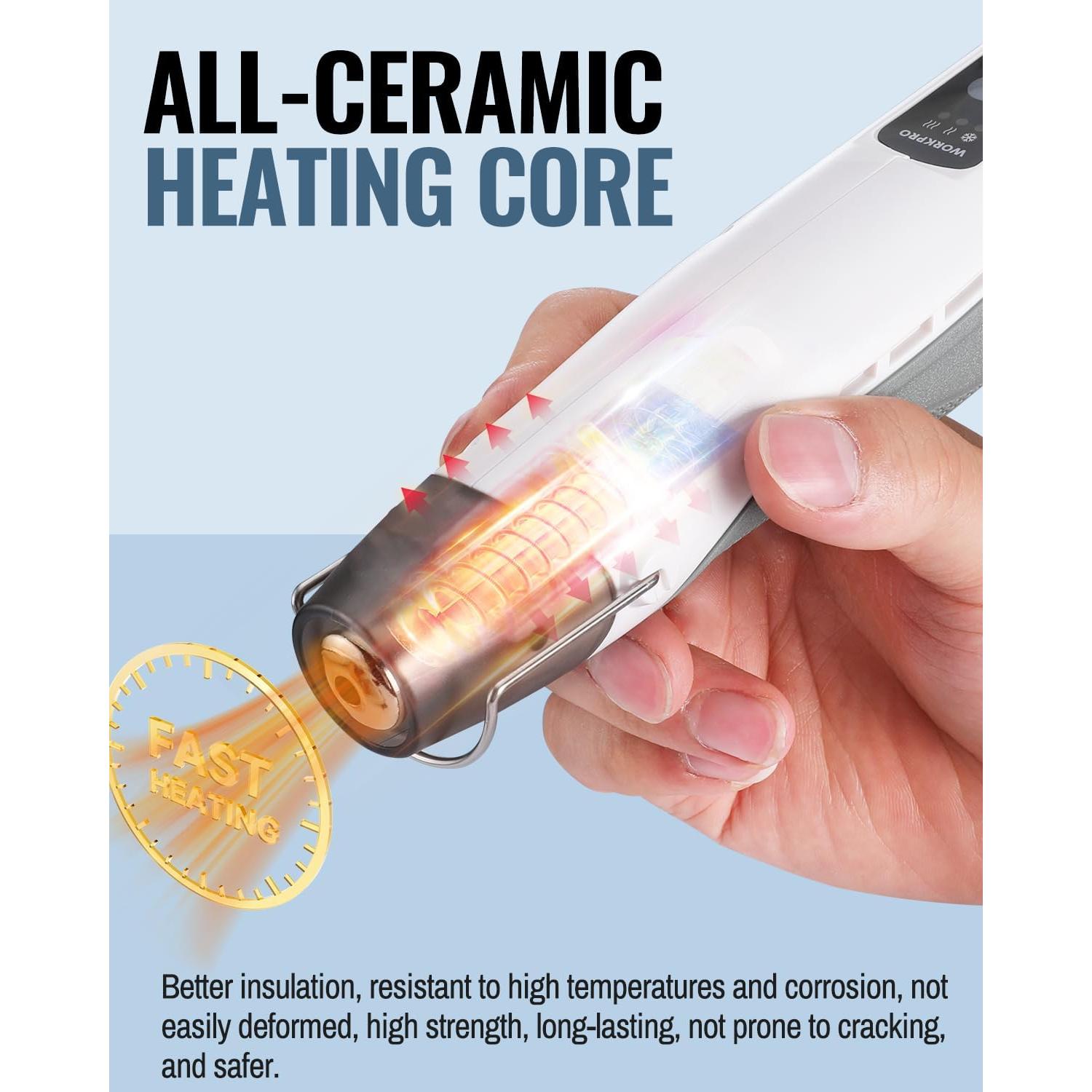 Pistola de Calor Mini Inalámbrica WORKPRO 7.2V 360°C