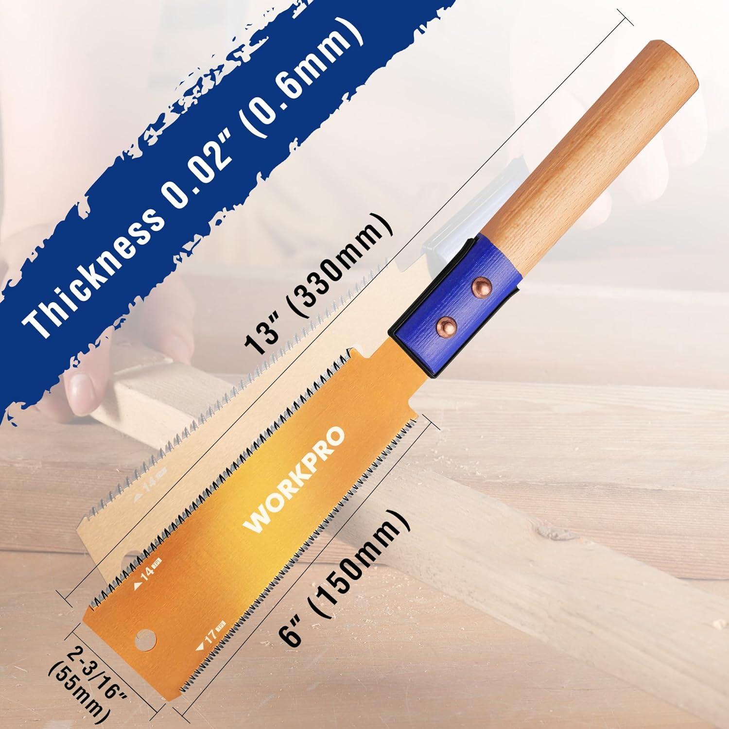 Sierra de Tirar Japonesa WORKPRO 15 cm Doble Filo SK5