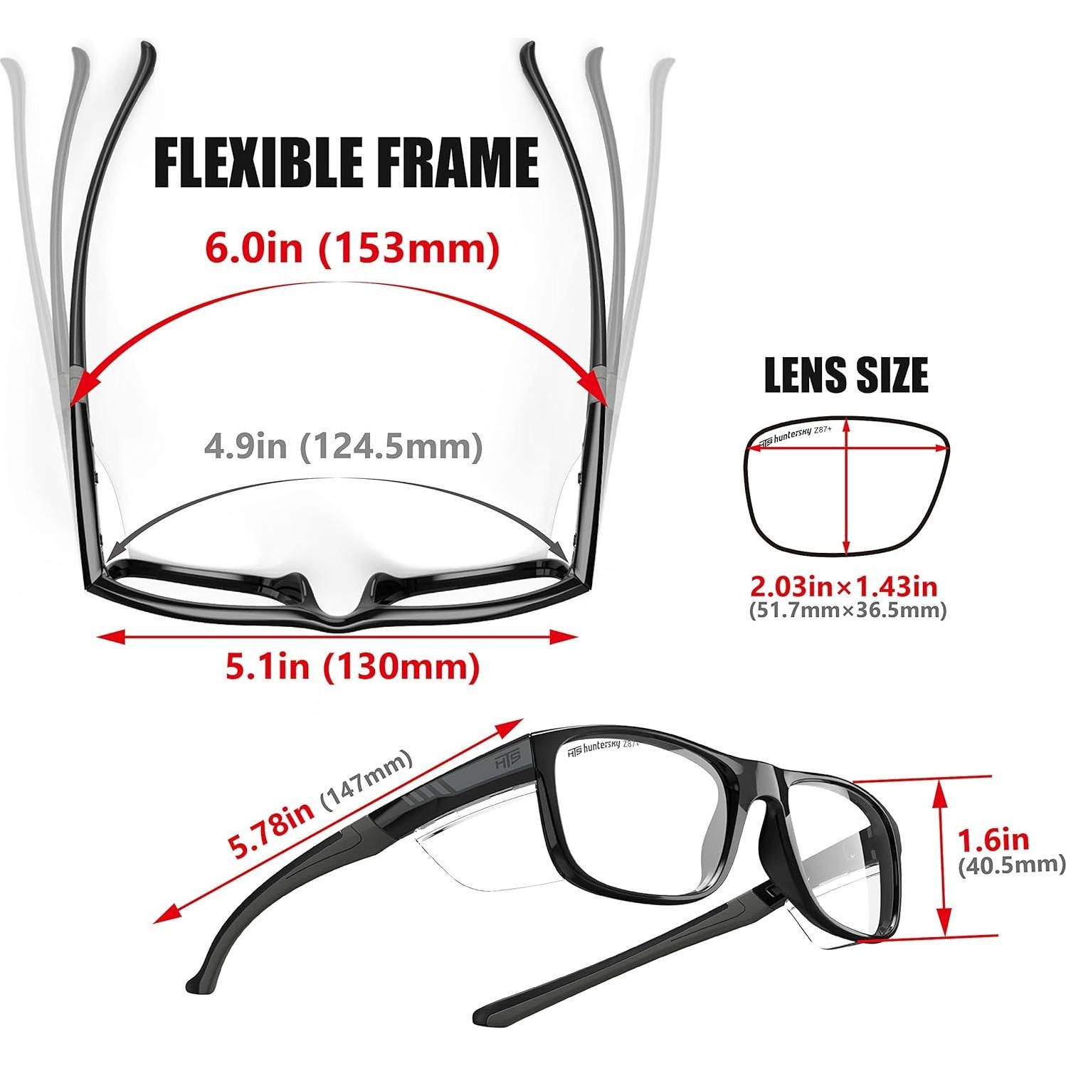 Gafas de Seguridad HTS TR90NZZ Pequeñas con Protectores Laterales