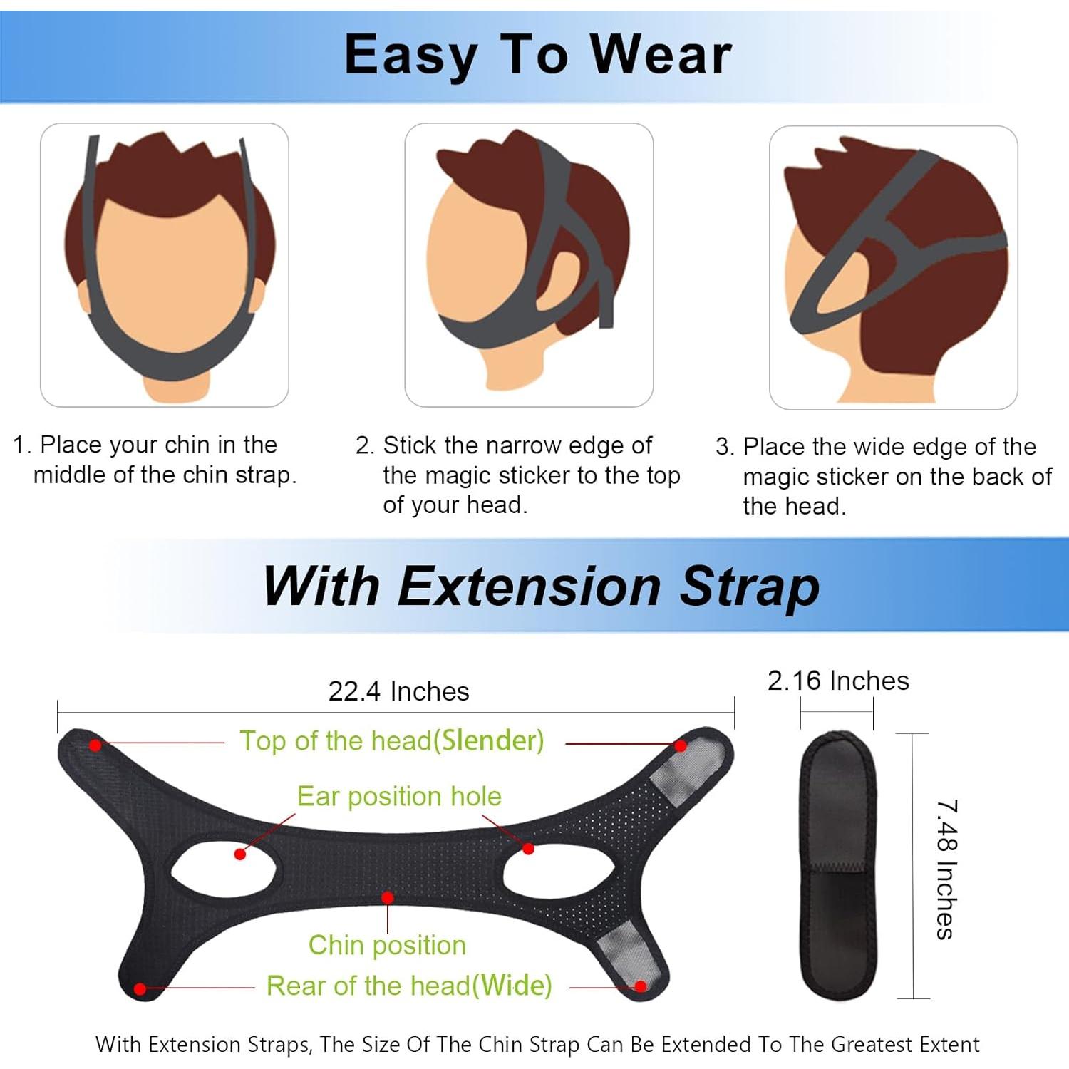 Correa para Barbilla Forzacx CPAP Antironquido Negro 2 Piezas