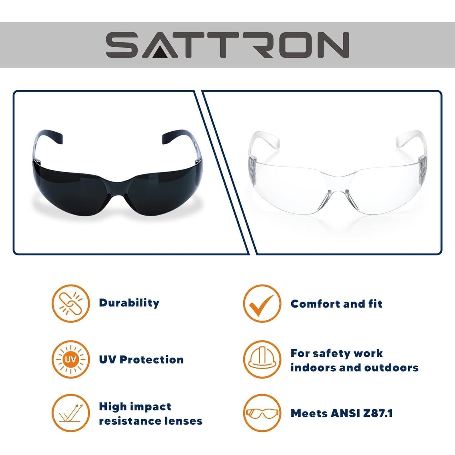 Paquete de 24 Gafas de Seguridad Tintadas SATTRON UV