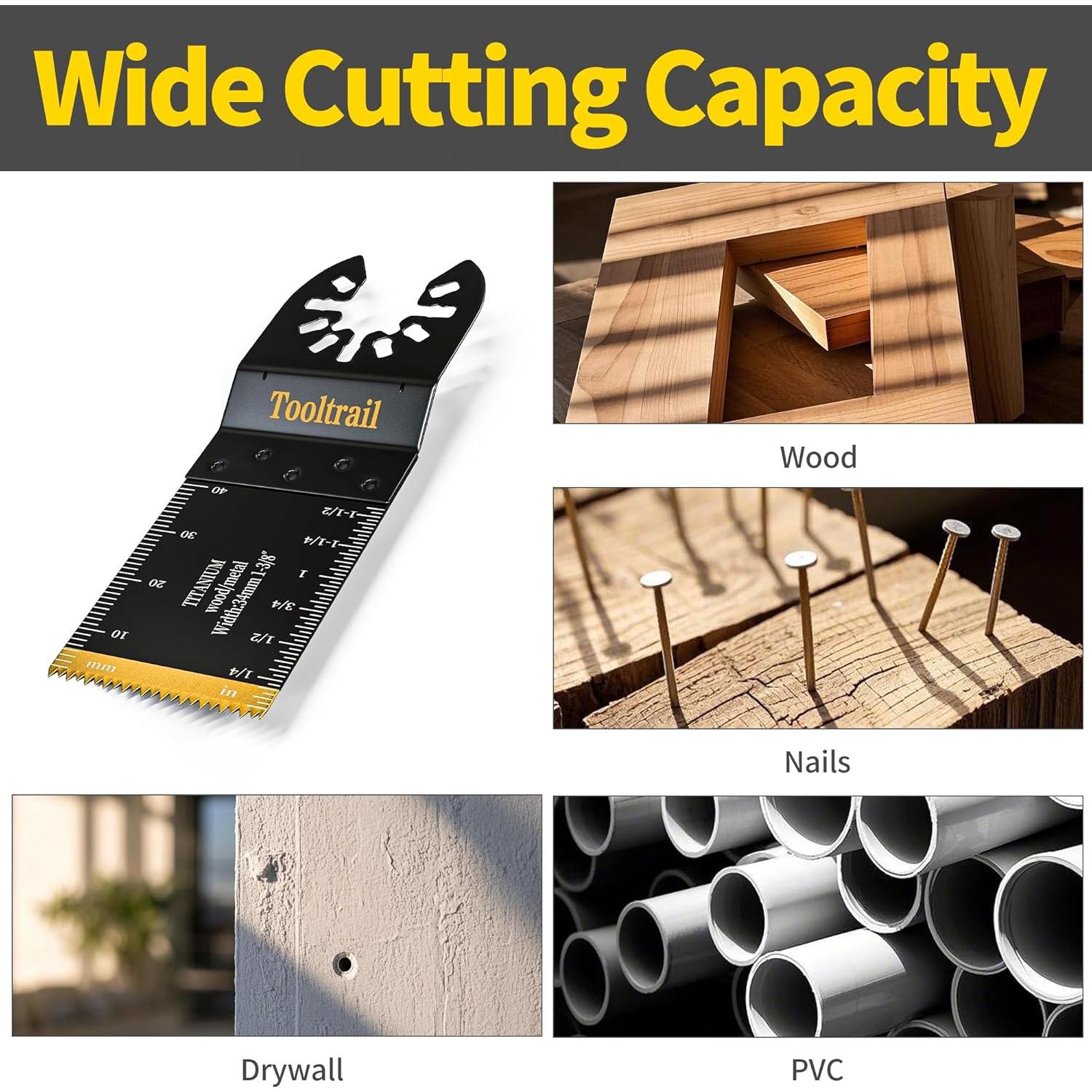 Kit de 28 Hojas Oscilantes Tooltrail para Madera y Metal