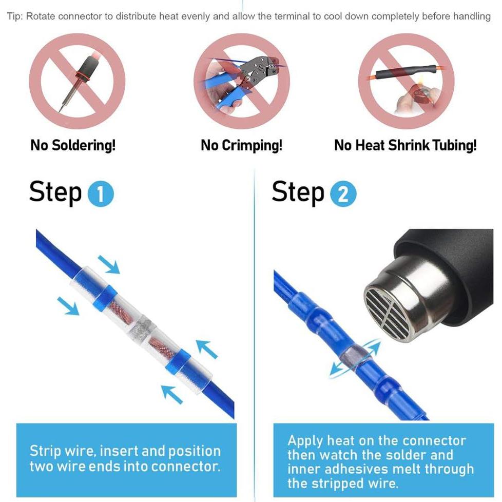 Kit 250 Conectores de Cable Impermeables Daevkaema con Pistola de Calor