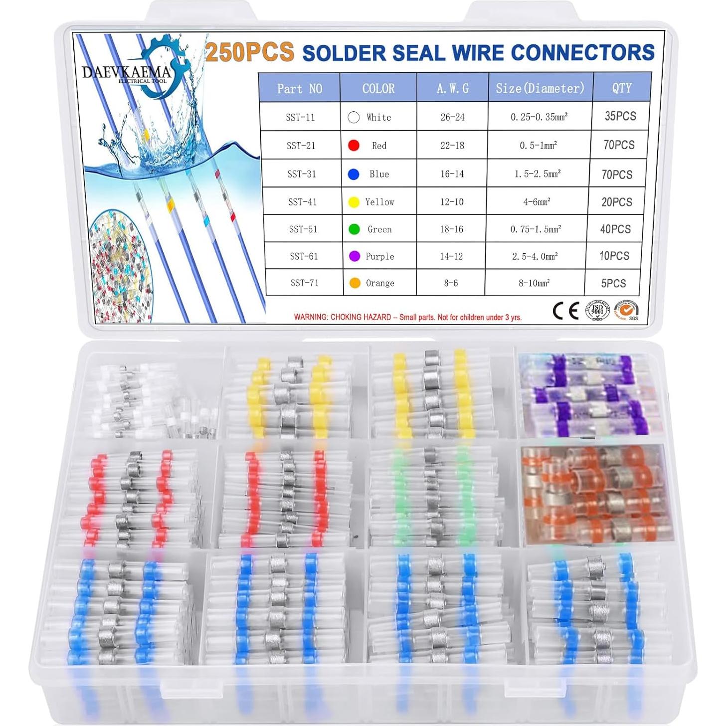 Kit 250 Conectores de Cable Impermeables Daevkaema con Pistola de Calor