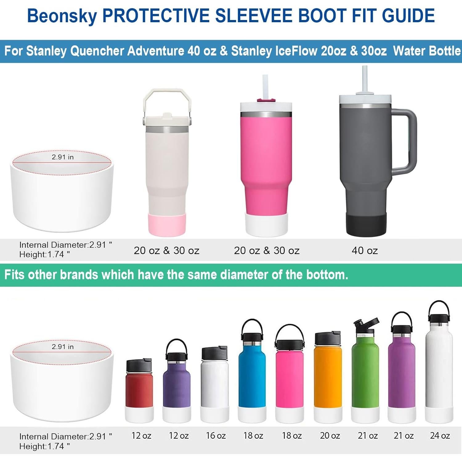 Manga Protectora de Silicona Beonsky para Botellas Stanley 40oz