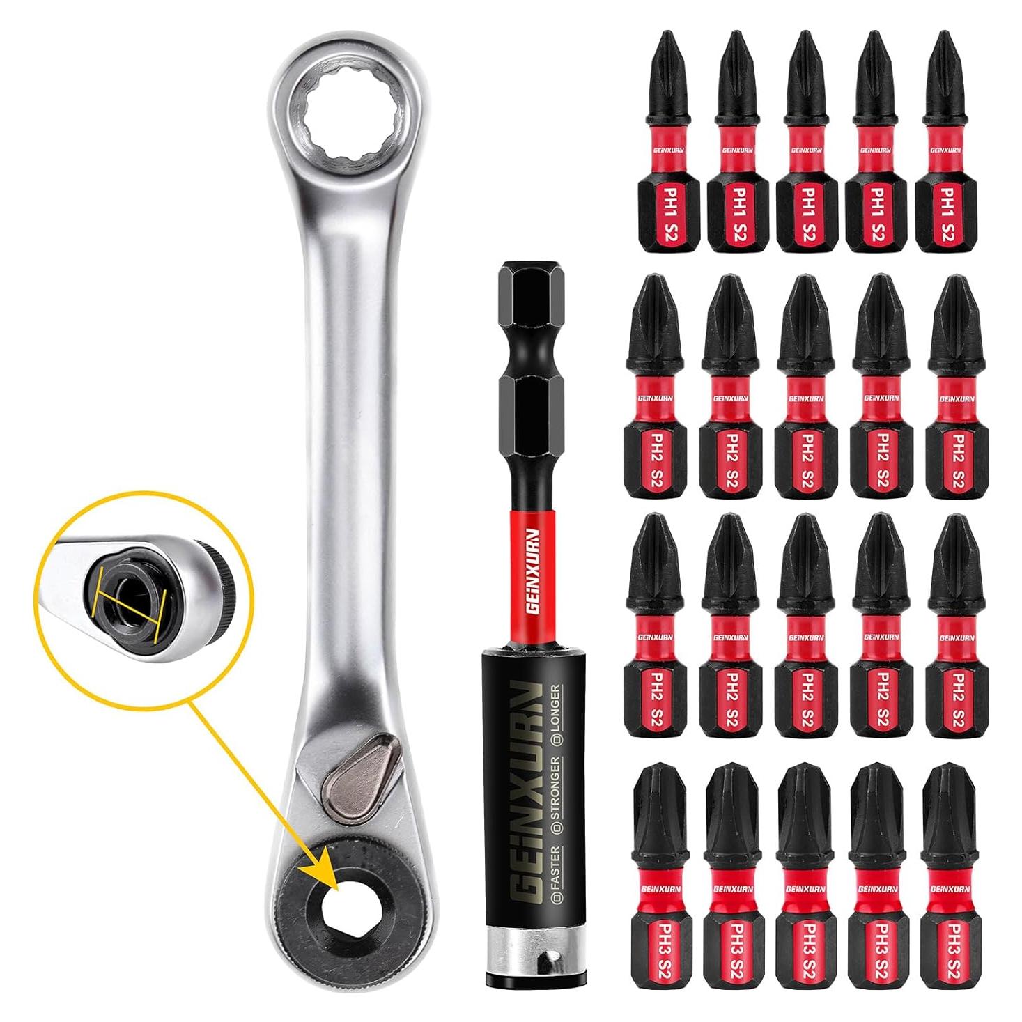 Juego de Bits de Destornillador GEINXURN 22 Piezas S2 con Soporte