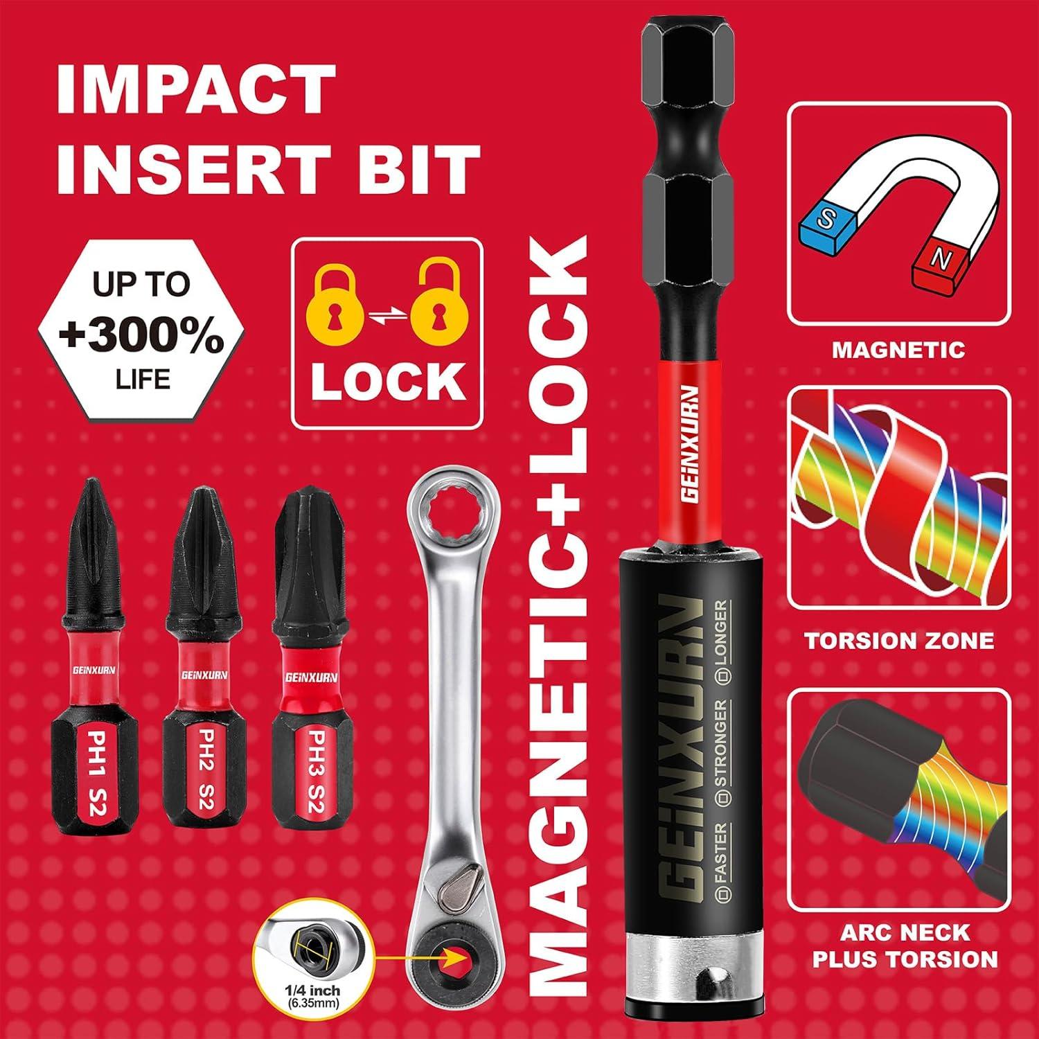 Juego de Bits de Destornillador GEINXURN 22 Piezas S2 con Soporte