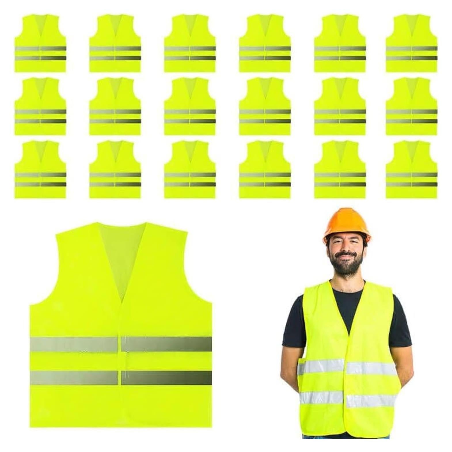Paquete de 20 Chalecos Reflectantes de Seguridad Unisex