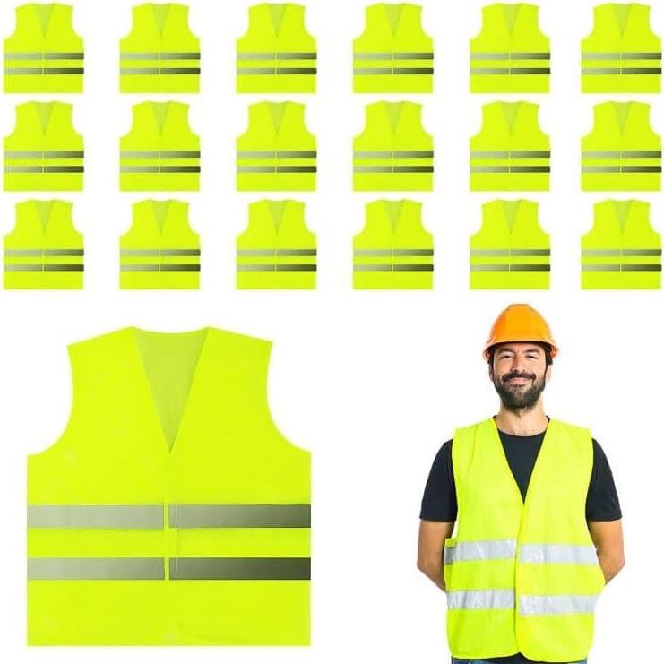 Paquete de 20 Chalecos Reflectantes de Seguridad Unisex