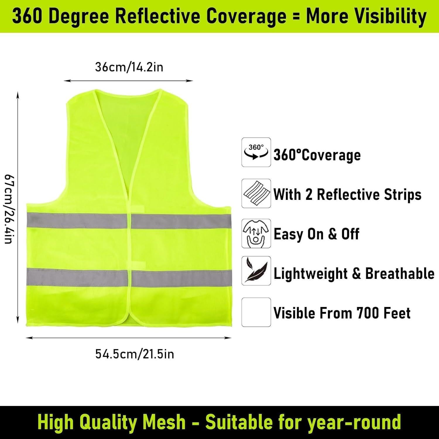 Paquete de 20 Chalecos Reflectantes de Seguridad Unisex