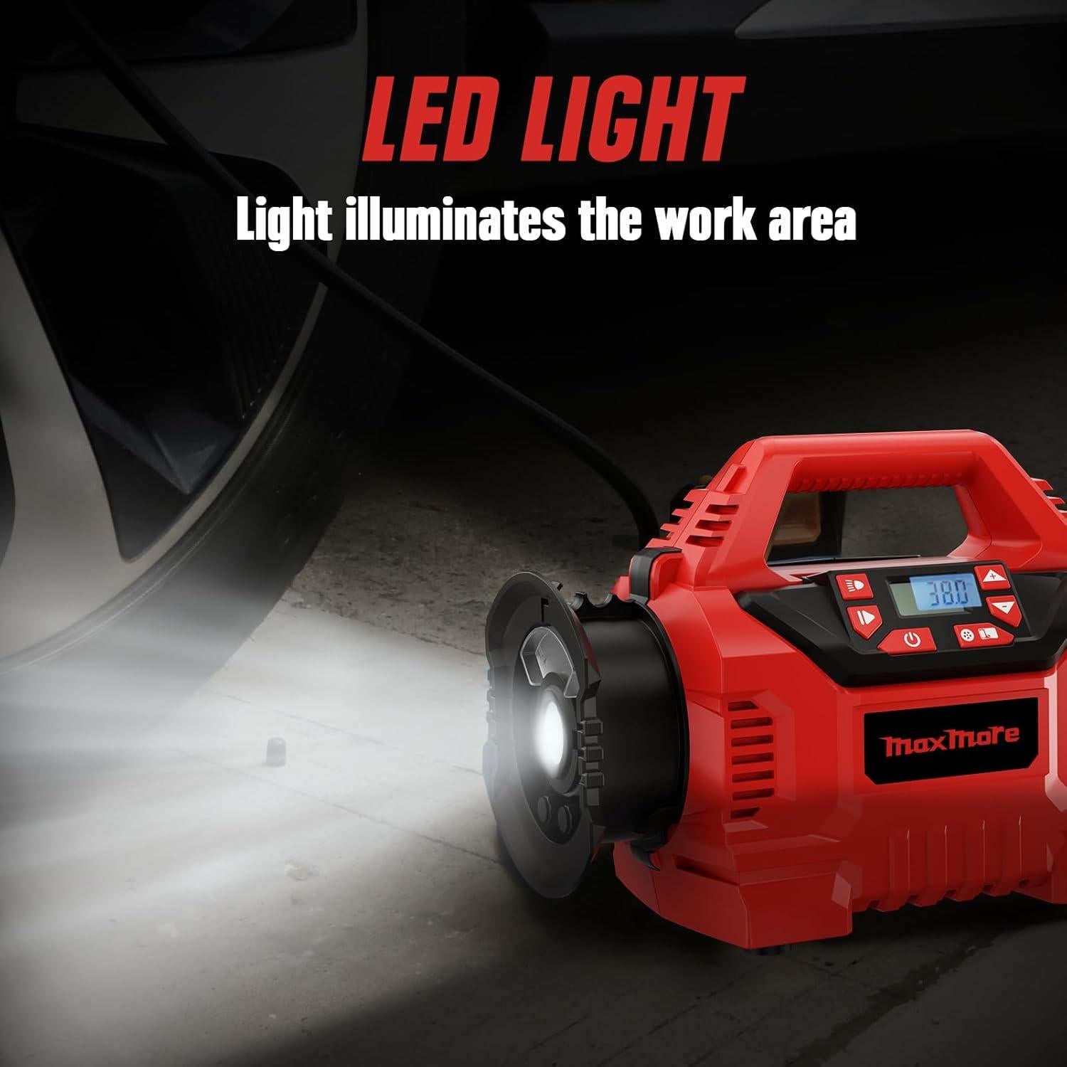 Inflador de Neumáticos Inalámbrico MaxMore 160 PSI Portátil