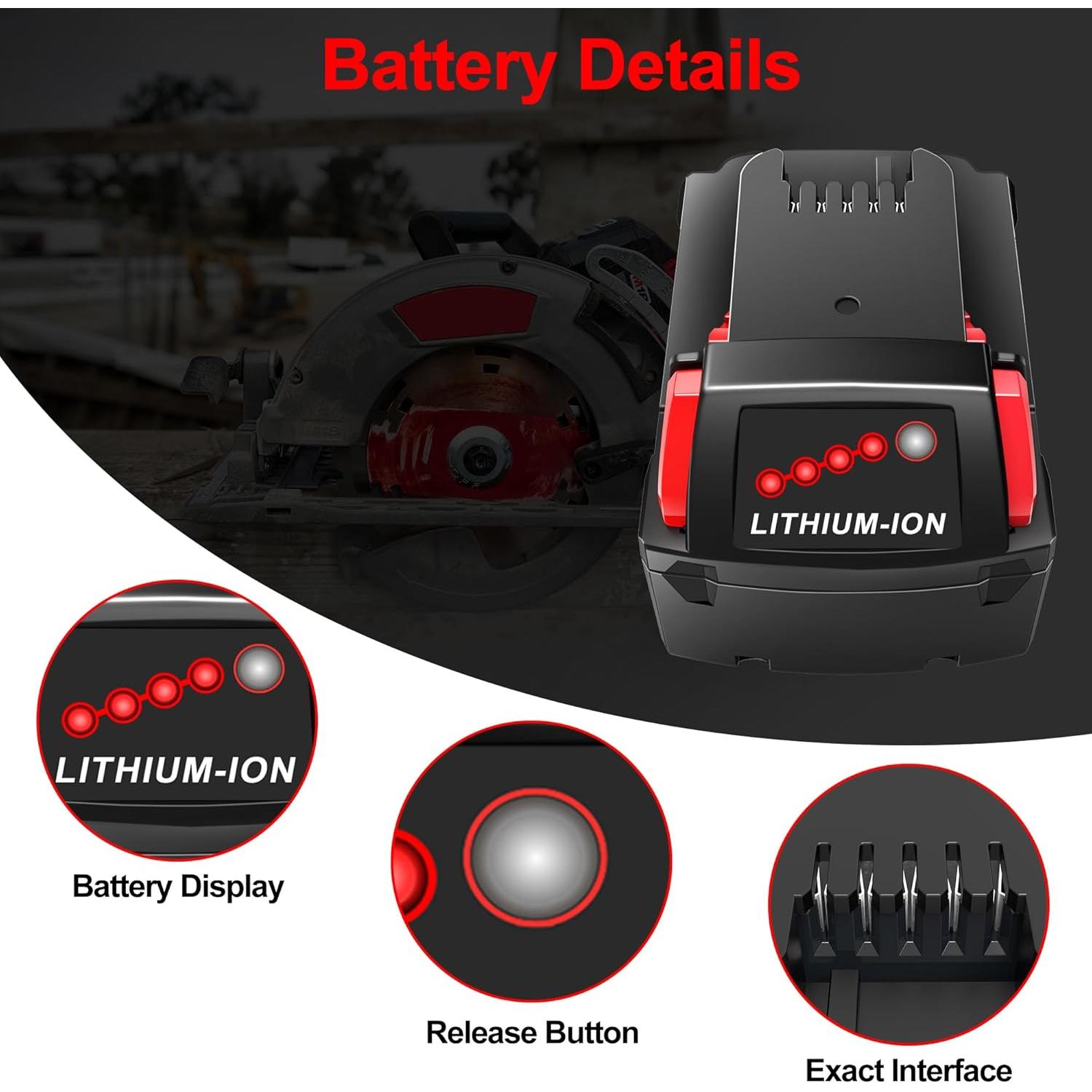 Paquete de 2 Baterías 18V 5000mAh WORTHMAH para Milwaukee M18