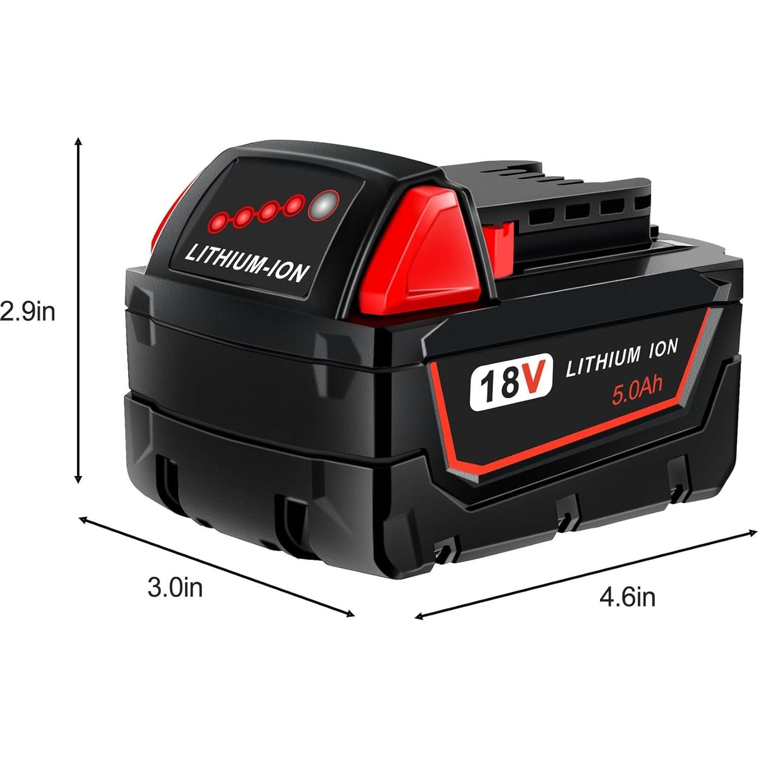 Paquete de 2 Baterías 18V 5000mAh WORTHMAH para Milwaukee M18