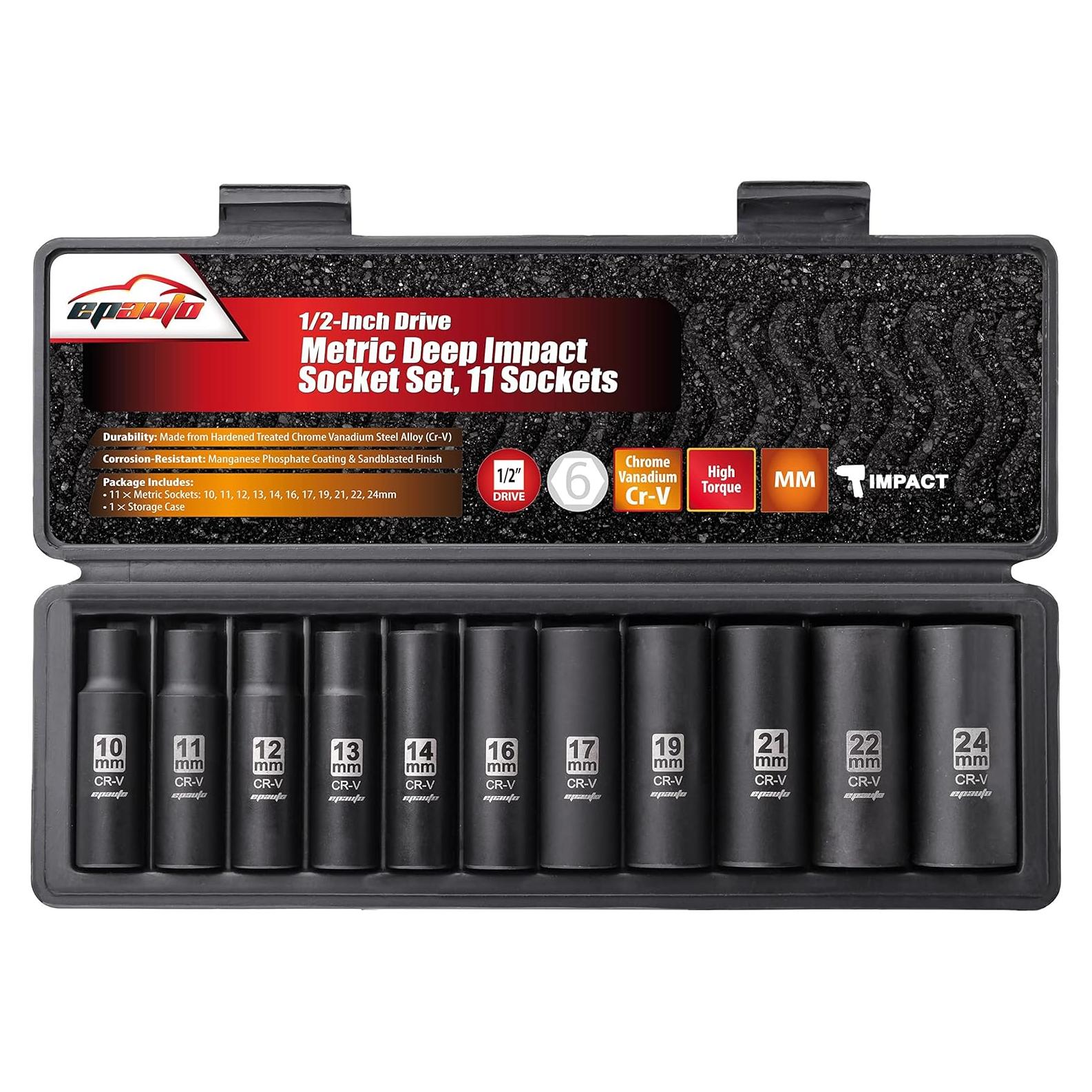 Conjunto de Enchufes de Impacto Profundo EPAuto 11 Piezas 10-24 mm