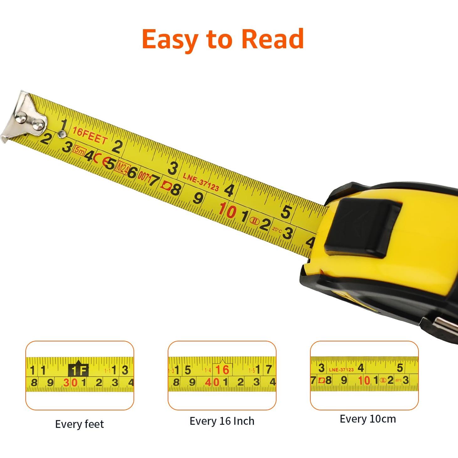 Cinta Métrica Autocierre Amazon Basics 5 Metros Precisión MEDIA