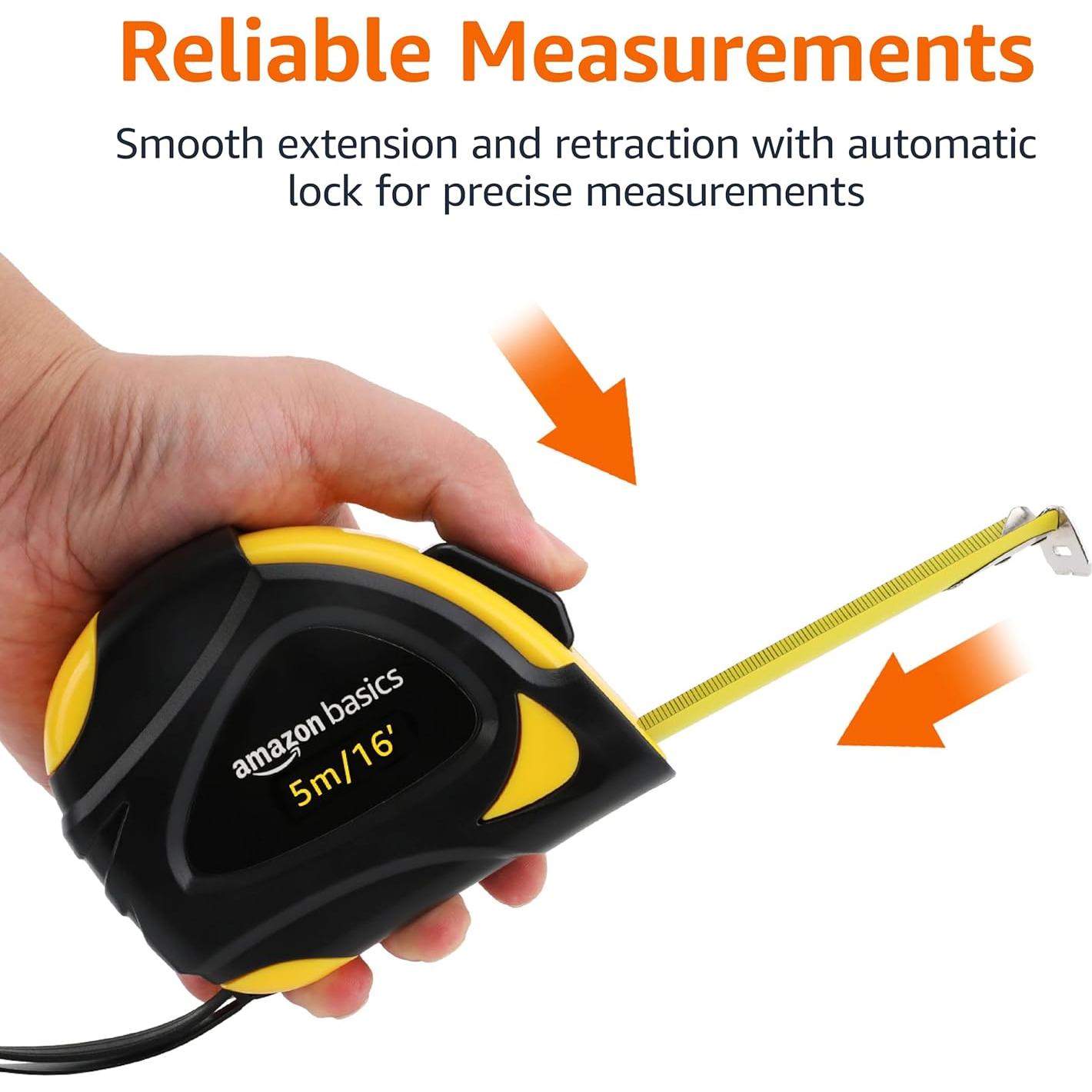 Cinta Métrica Autocierre Amazon Basics 5 Metros Precisión MEDIA