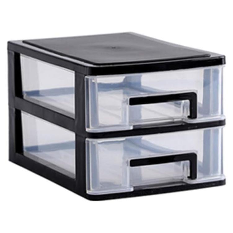 Organizador de Almacenamiento STOBOK con 2 Cajones Plástico Negro