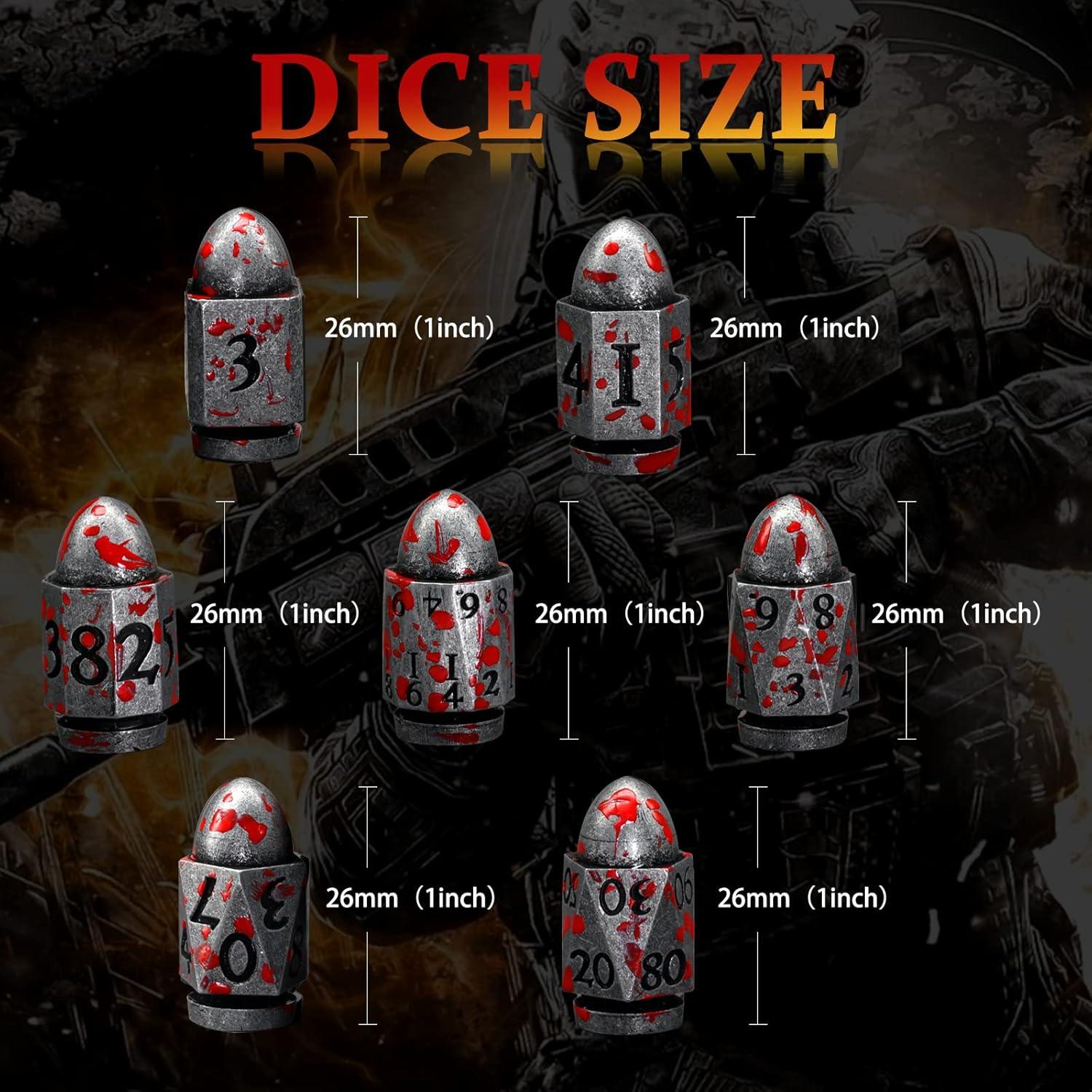 Juego de Dados DND HNCCESG Metal Bullet 7 Piezas