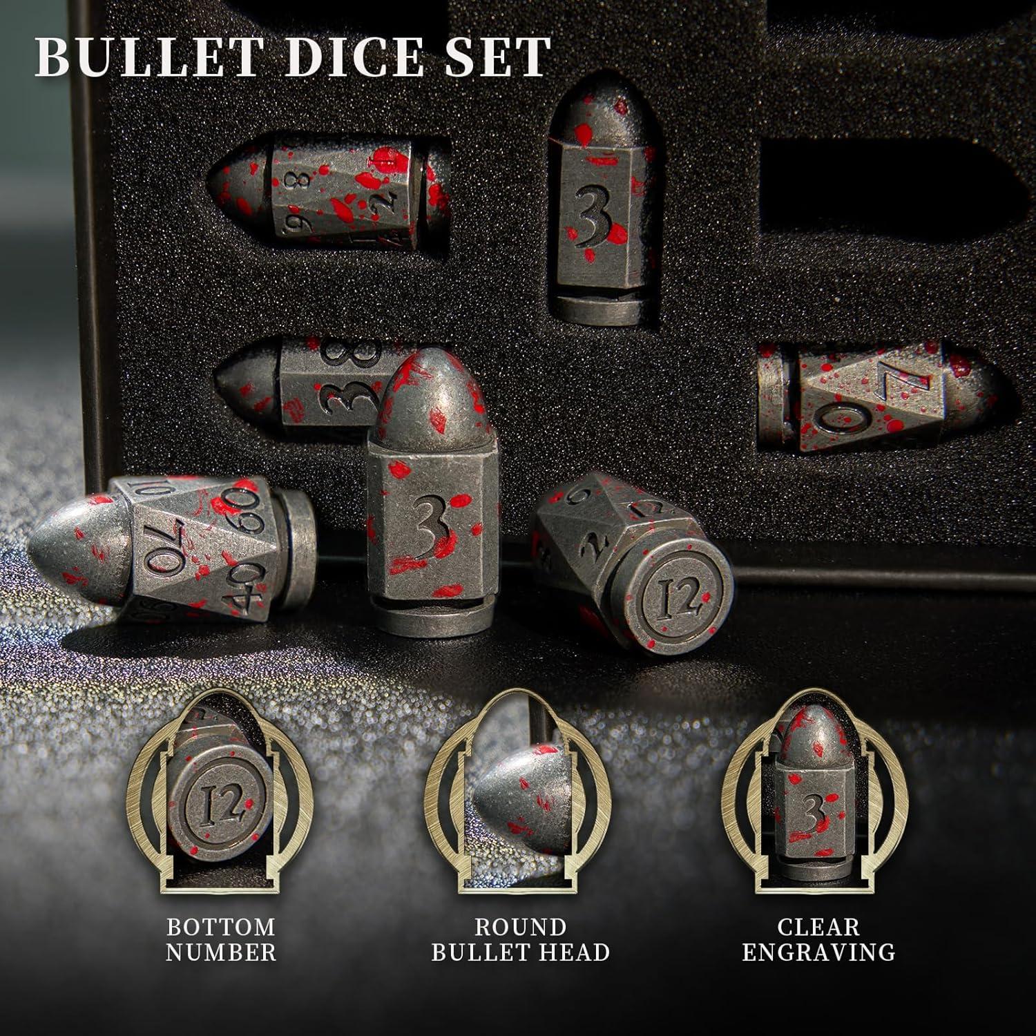 Juego de Dados DND HNCCESG Metal Bullet 7 Piezas