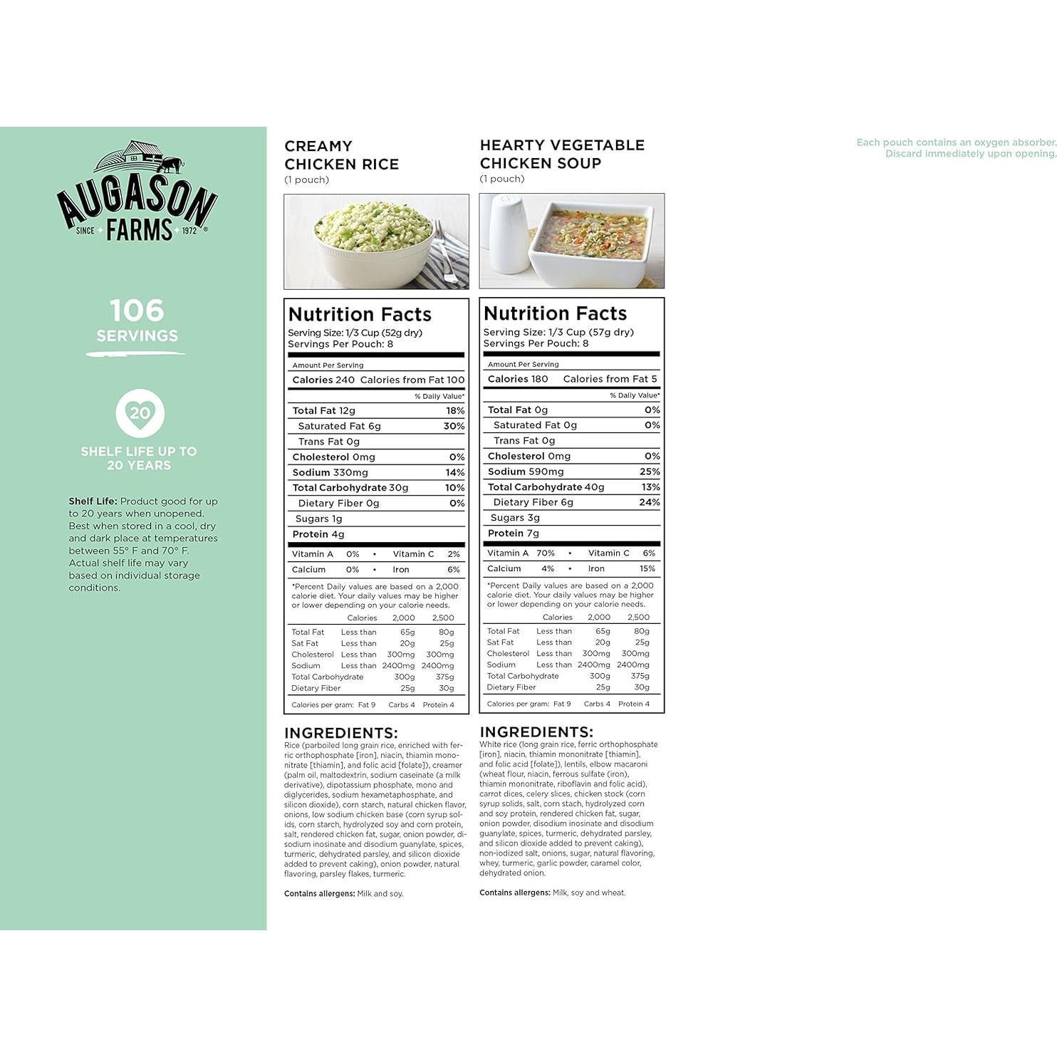 Paila de Comida de Emergencia Aguayo Farms 4996.8g 106 Porciones