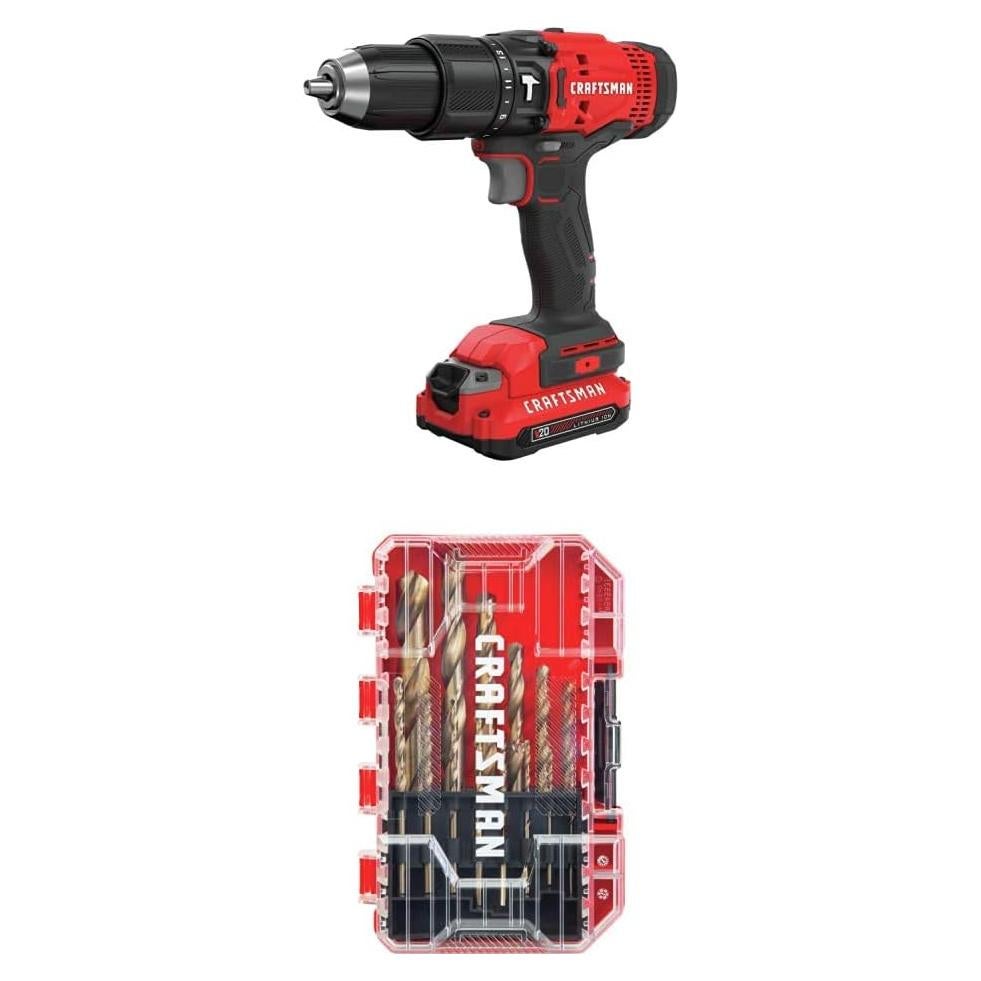 Taladro a Batería Craftsman V20 20V con 14 Brocas Oxido Dorado