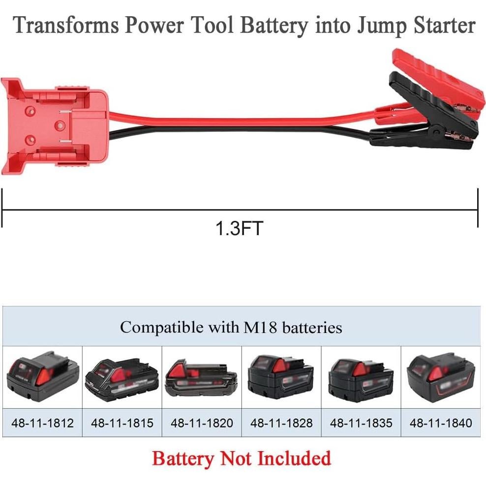 Cables de Arranque GRZWAYS 0.4m para Baterías Milwaukee M18 18V