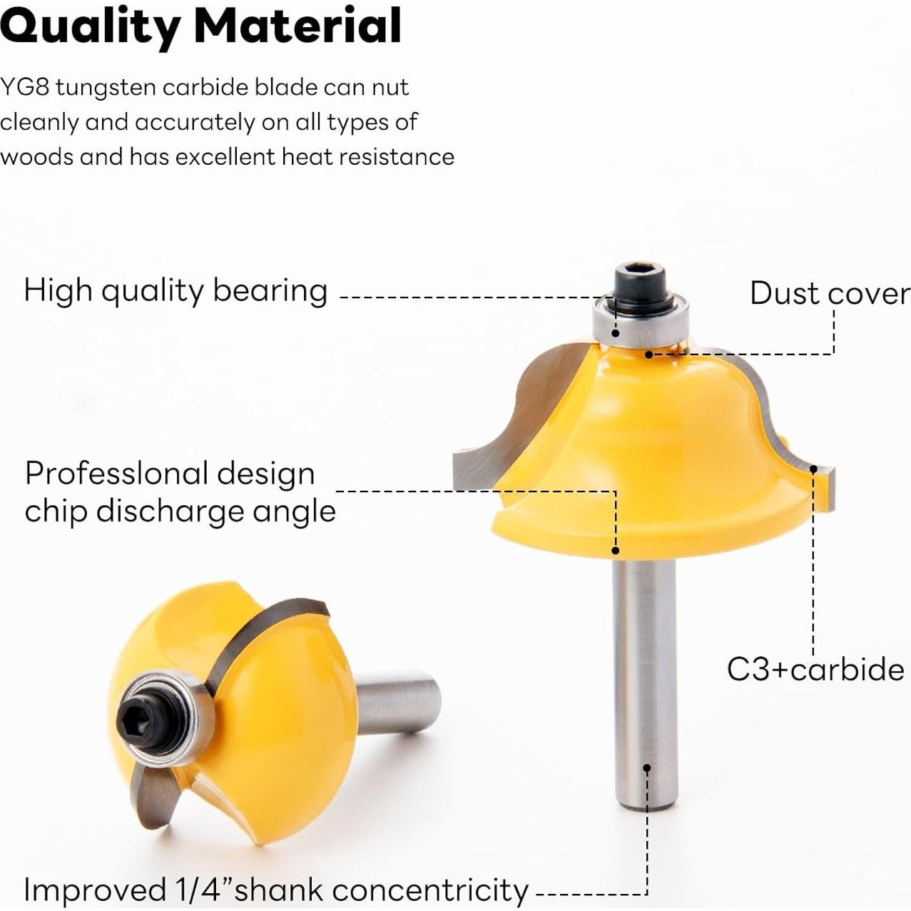 Juego de 100 Brocas de Router EilxMag 1/4" Carburo Tungsteno