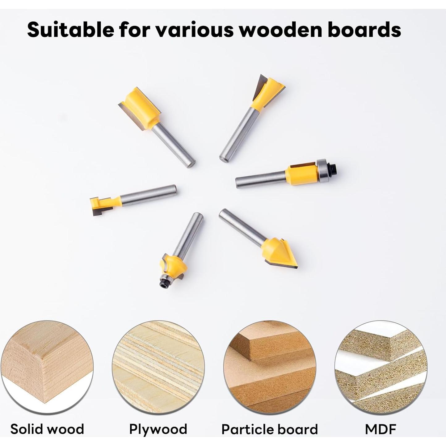 Juego de 100 Brocas de Router EilxMag 1/4" Carburo Tungsteno