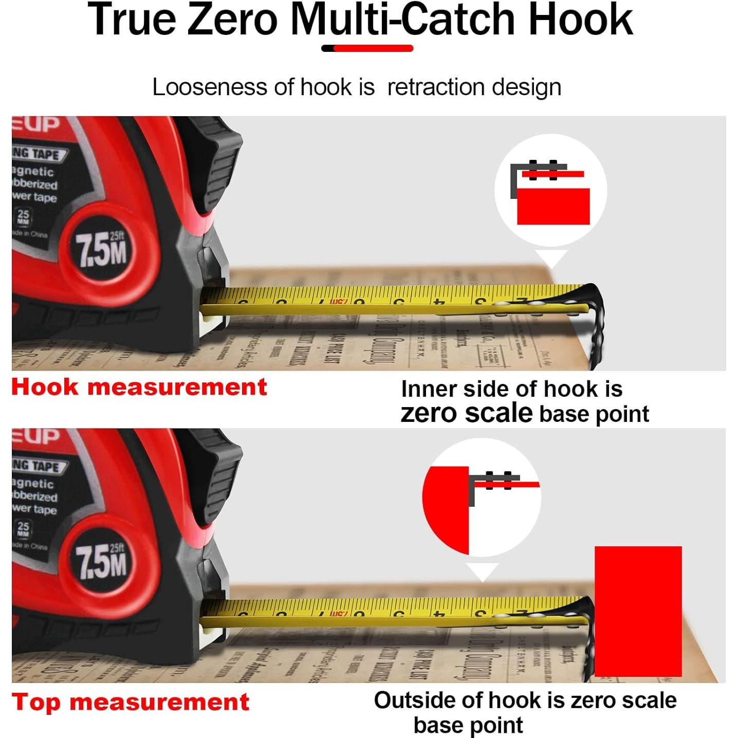 Cinta Métrica Magnética WISEUP 4.88 m con Fracciones y Clip