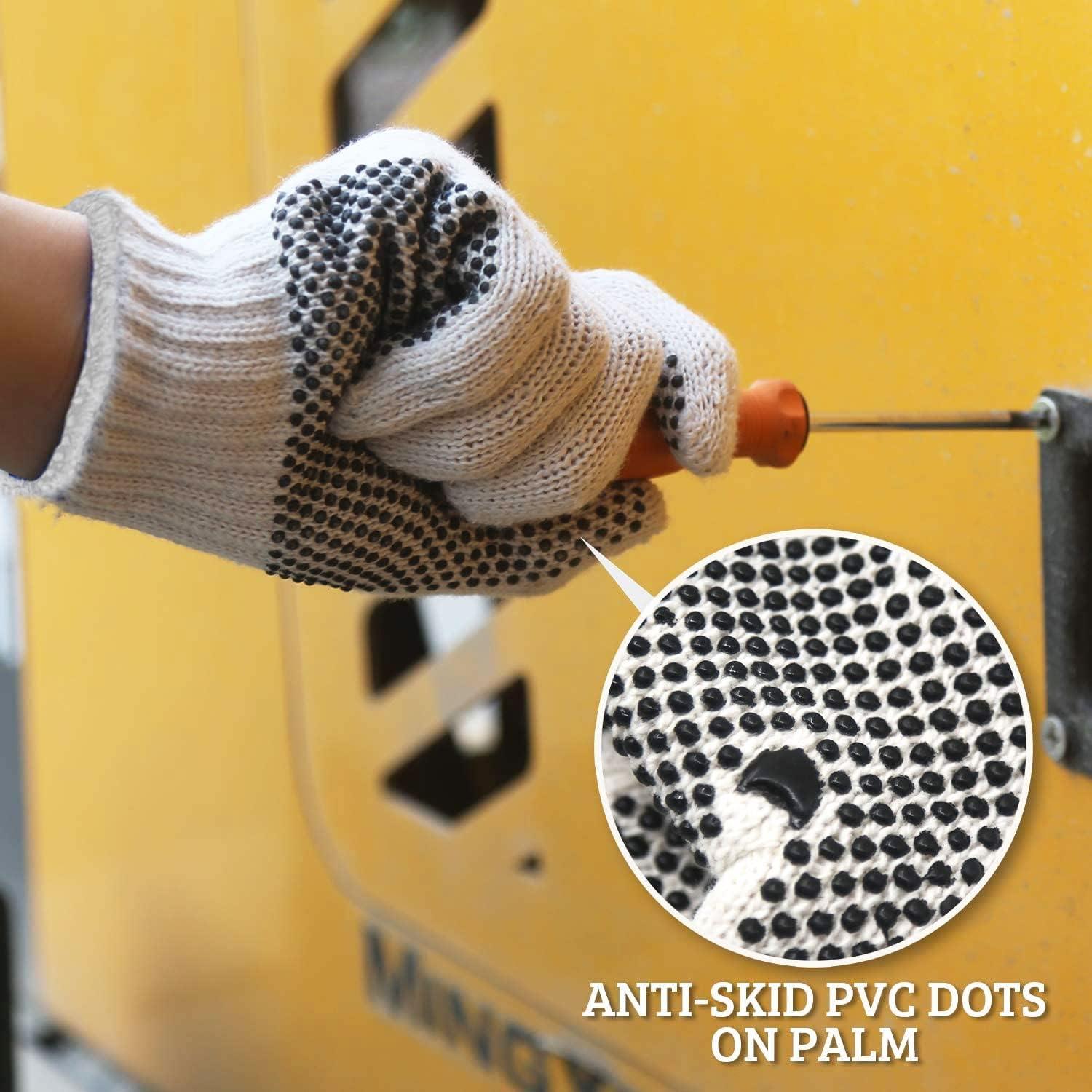 Guantes de Trabajo Evridwear 12 Pares Algodón y Poliester L