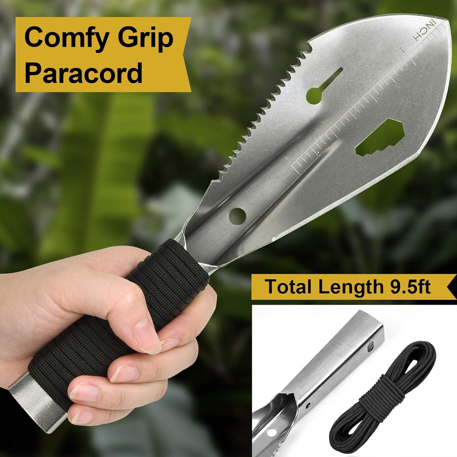 Backpacking Shovel, Camping Hand Trowel, Lightweight Hiking Shovel, Small Potty Multitool with Carrying Pouch for Digging, Metal Detecting, Gardening, Survival and Outdoor