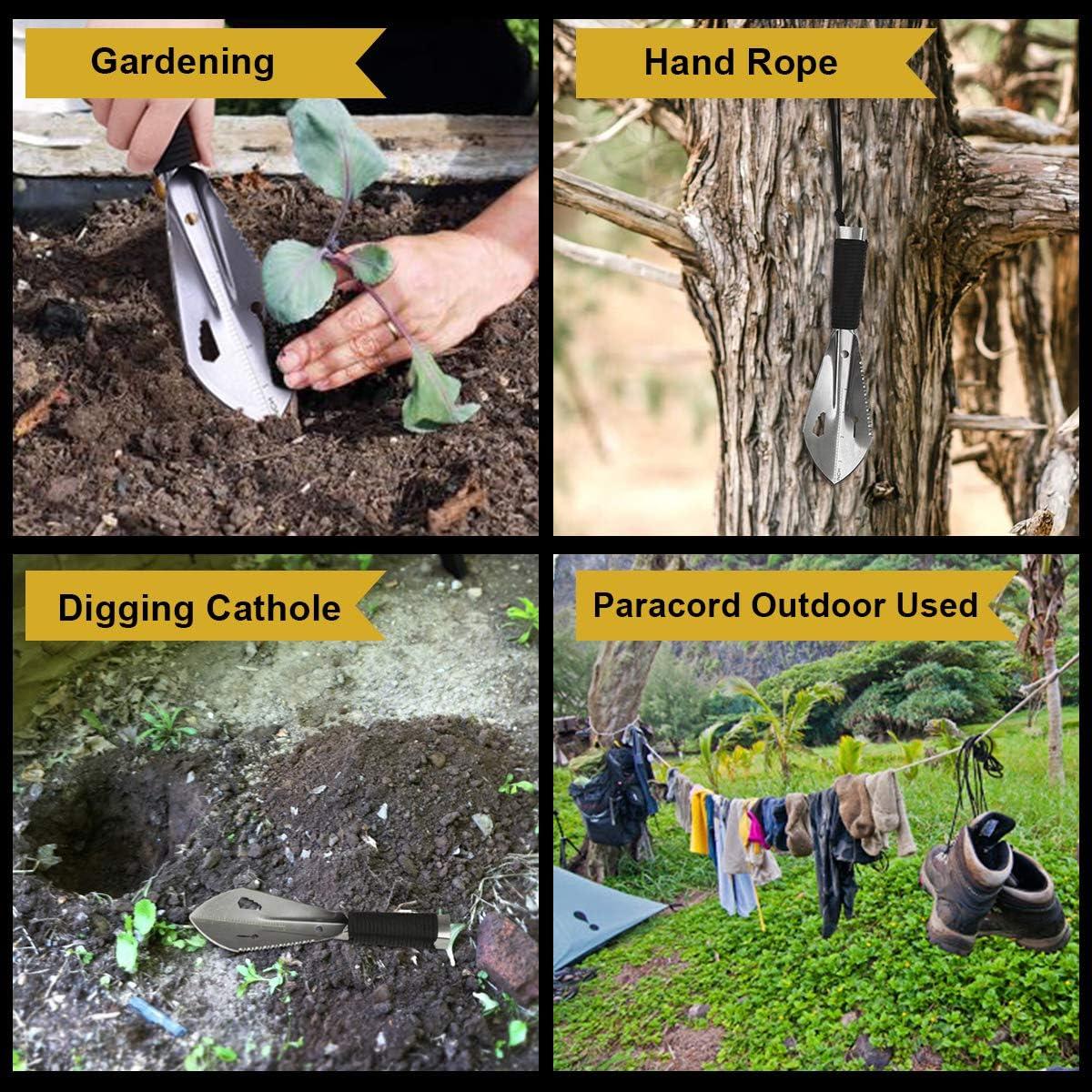 Backpacking Shovel, Camping Hand Trowel, Lightweight Hiking Shovel, Small Potty Multitool with Carrying Pouch for Digging, Metal Detecting, Gardening, Survival and Outdoor