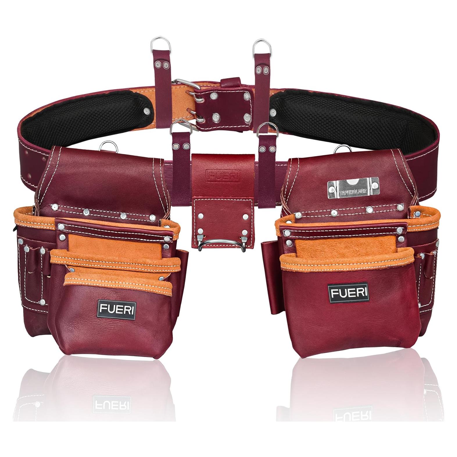 Bolsa de Cinturón de Herramientas FUERI 17 Bolsillos Burdeos