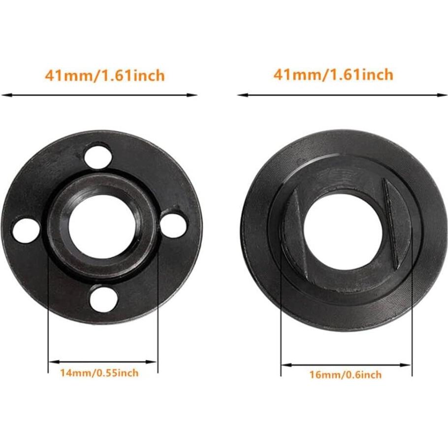 Grinder Angle Spanner Wrench Flange Nut, 4.5 Inch 5 Inch 5/8-11, 1PC Angle Grinder Flange Wrench and 6PCS Flange Nuts