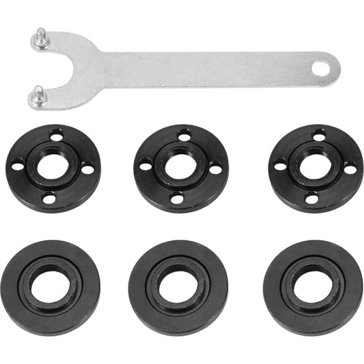 Grinder Angle Spanner Wrench Flange Nut, 4.5 Inch 5 Inch 5/8-11, 1PC Angle Grinder Flange Wrench and 6PCS Flange Nuts