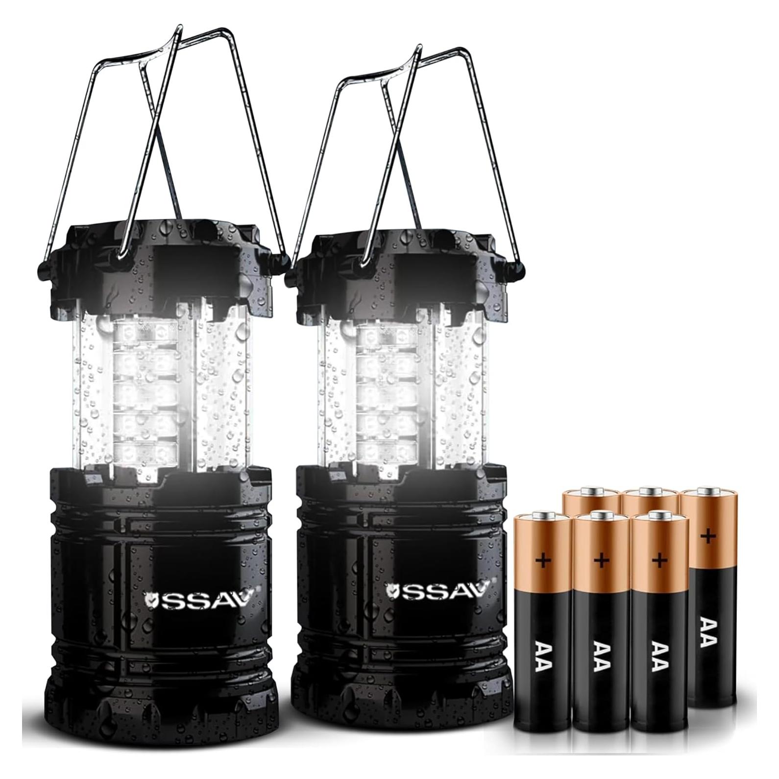 2 Linternas LED Plegables SSAV para Camping y Emergencias