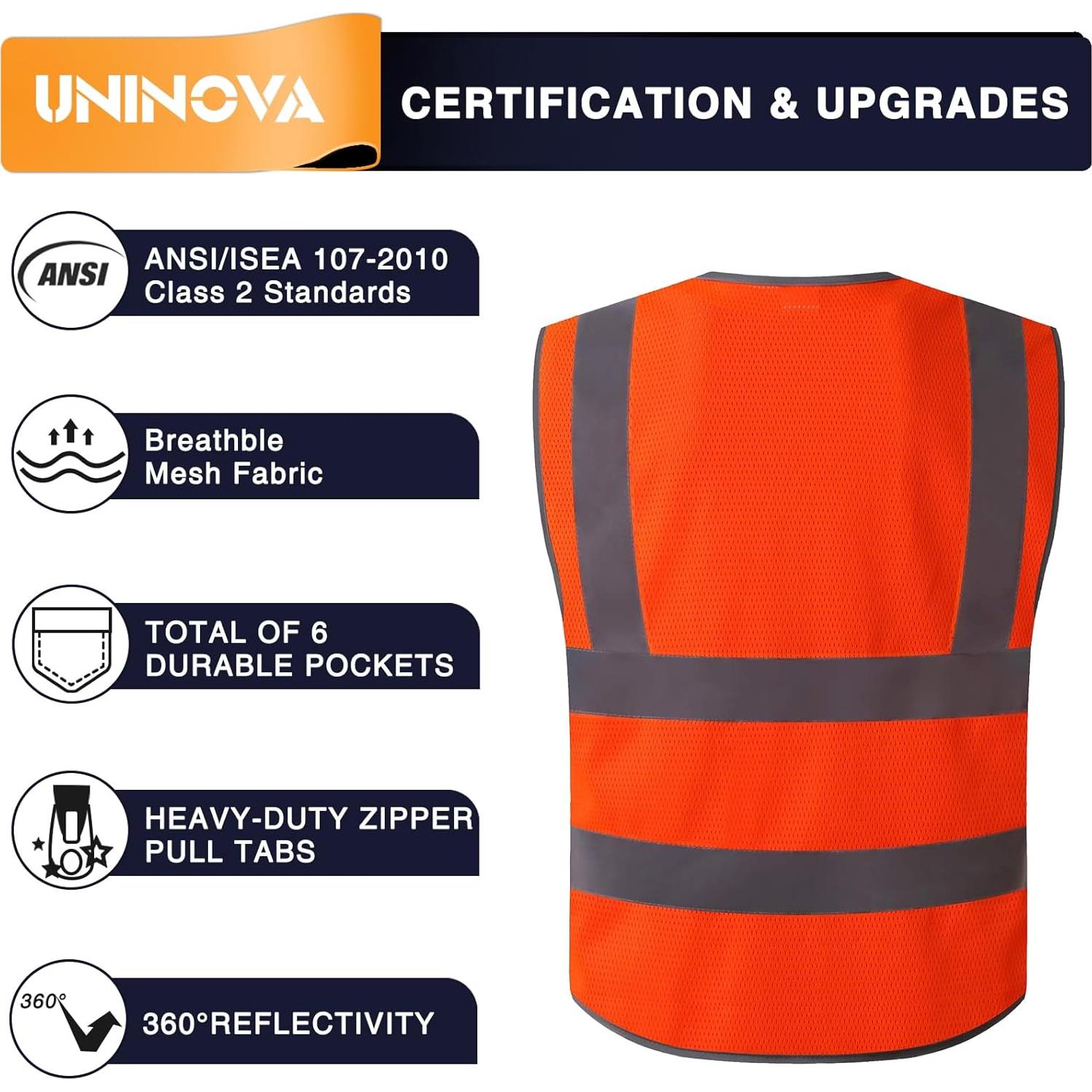 Chaleco de Seguridad UNINOVA Extra Grande Malla Naranja Reflectante