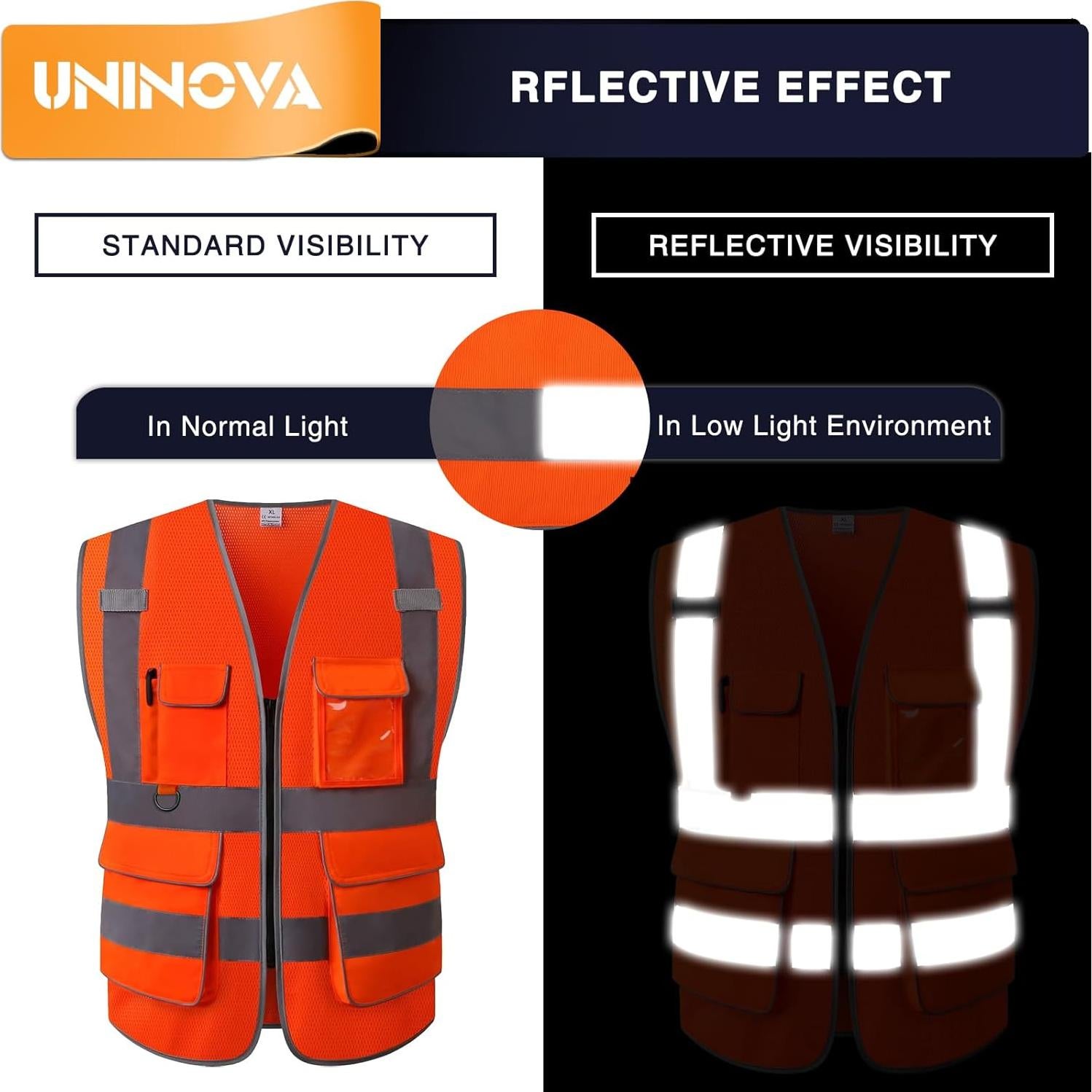 Chaleco de Seguridad UNINOVA Extra Grande Malla Naranja Reflectante
