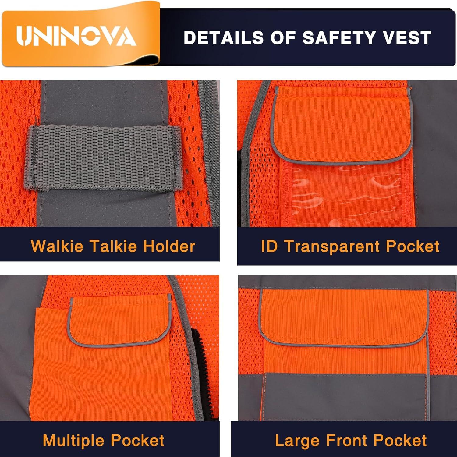 Chaleco de Seguridad UNINOVA Extra Grande Malla Naranja Reflectante