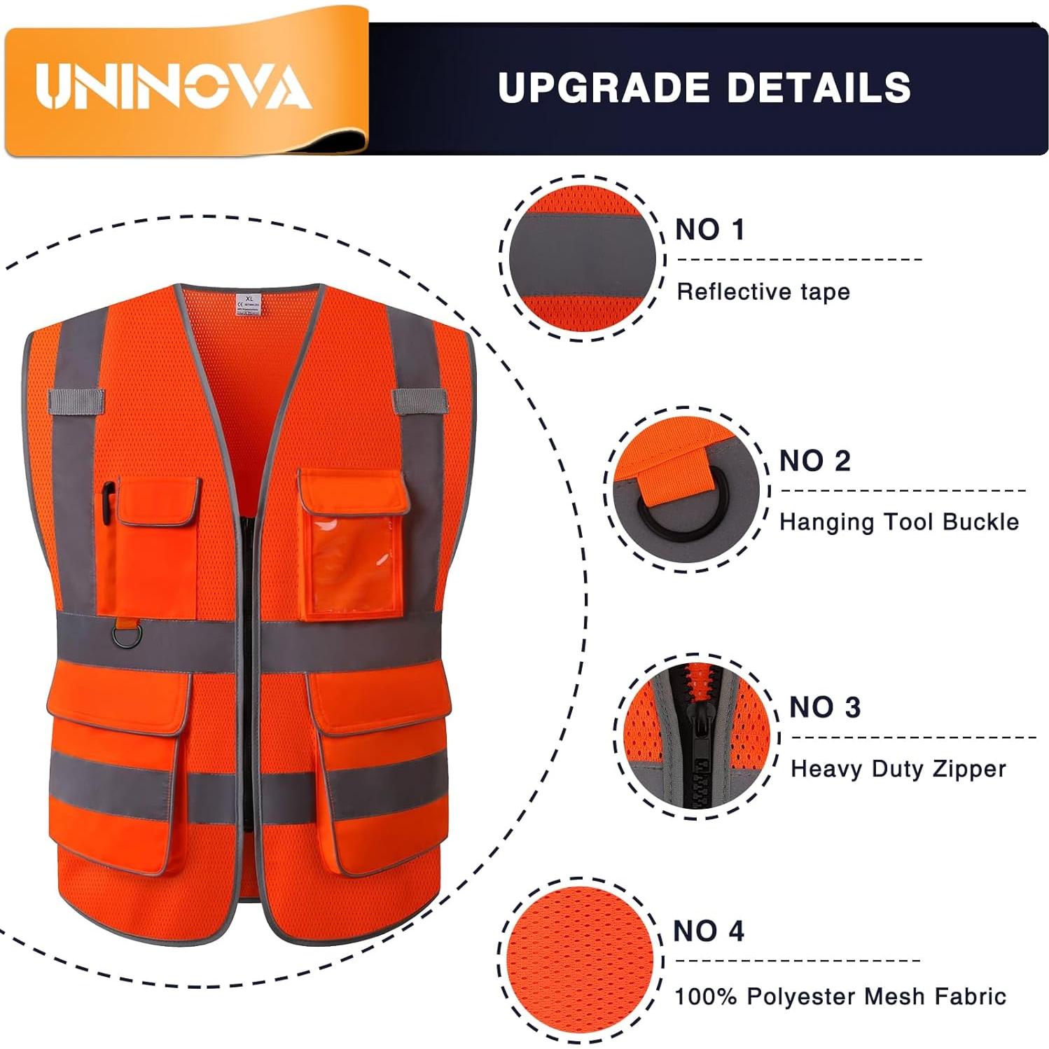 Chaleco de Seguridad UNINOVA Extra Grande Malla Naranja Reflectante