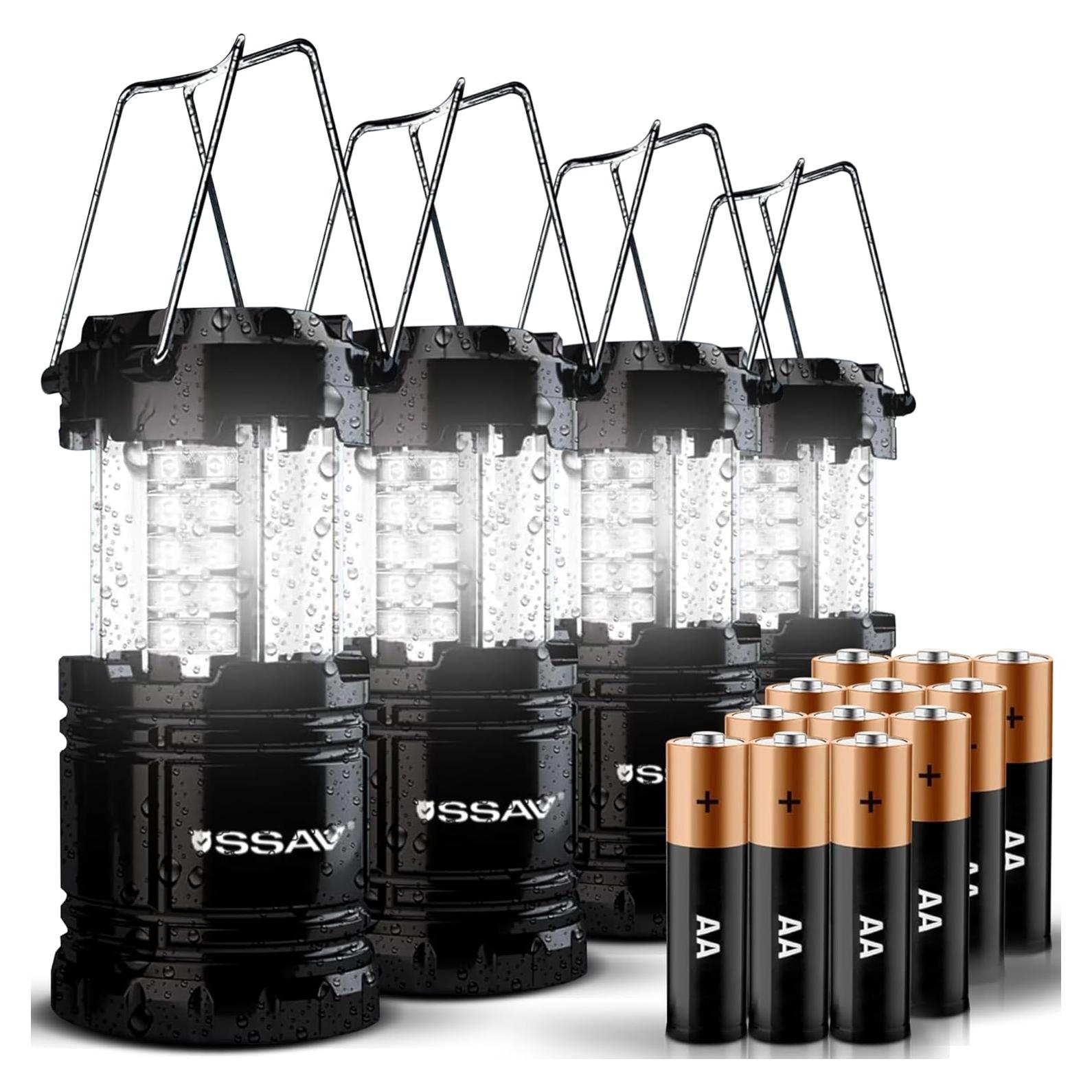 Paquete de 4 Linternas LED Plegables SSAV para Camping