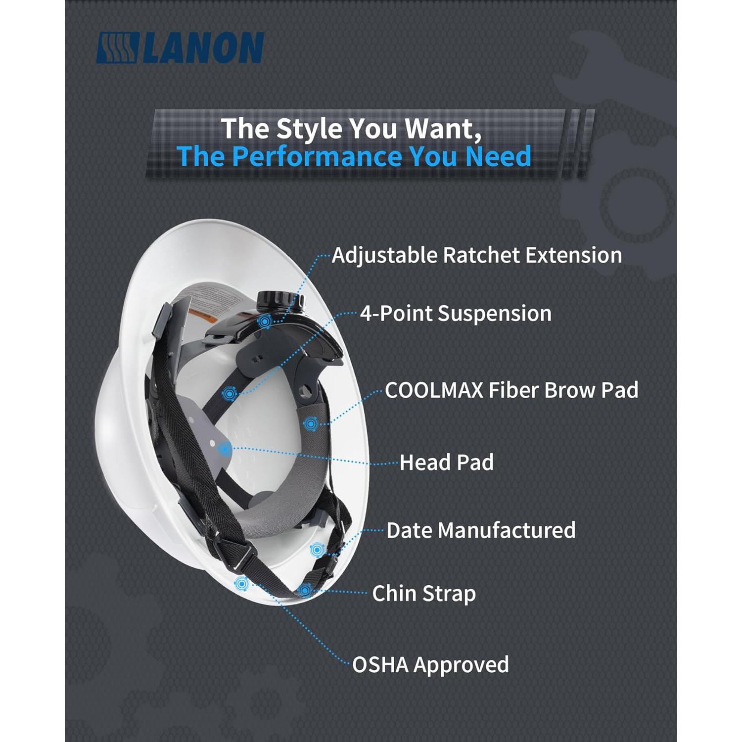 Casco de Seguridad LANON LH600WH Blanco HDPE Ajustable